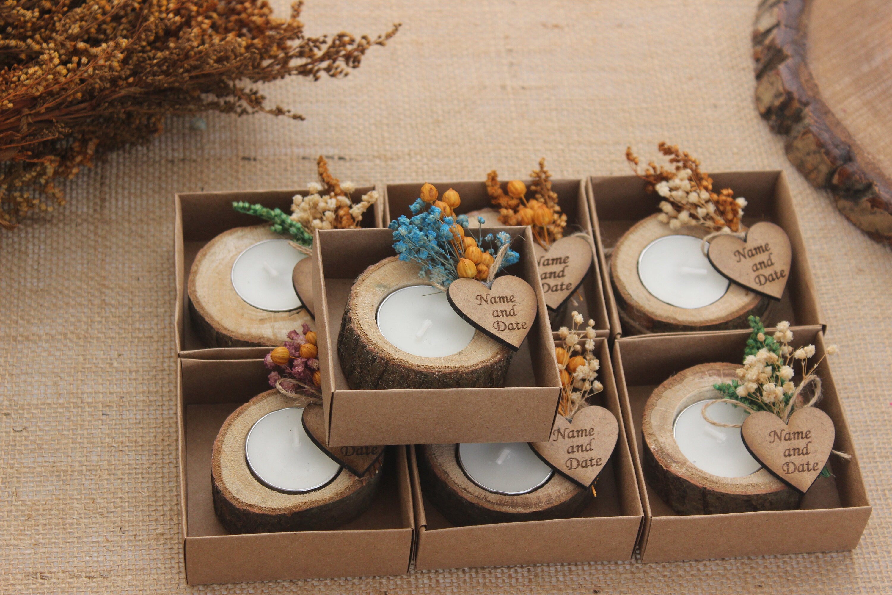 Wooden Tealight Holders Personalized Event Gift For Guest Unique Souvenirs