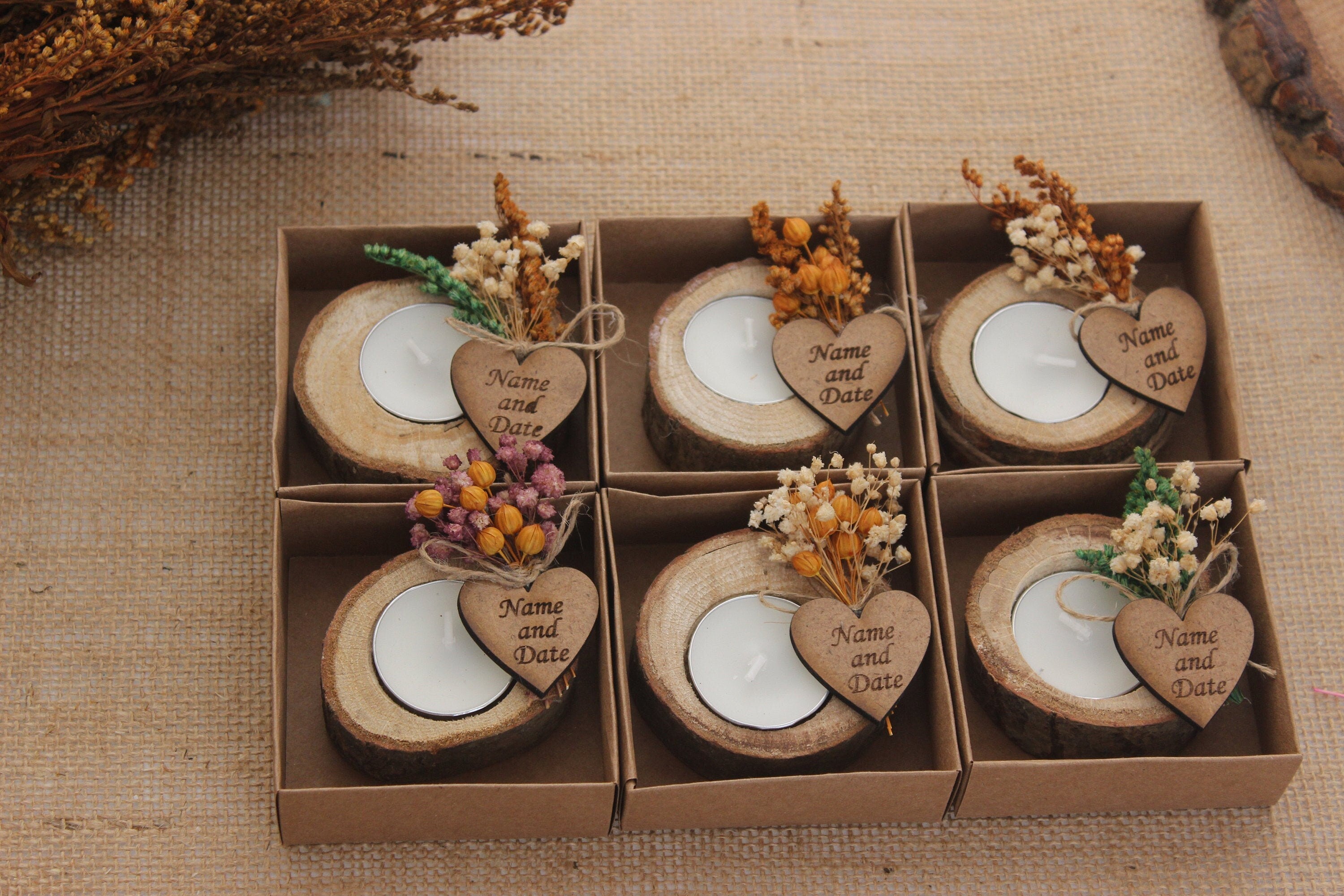 Wooden Tealight Holders Personalized Event Gift For Guest Unique Souvenirs