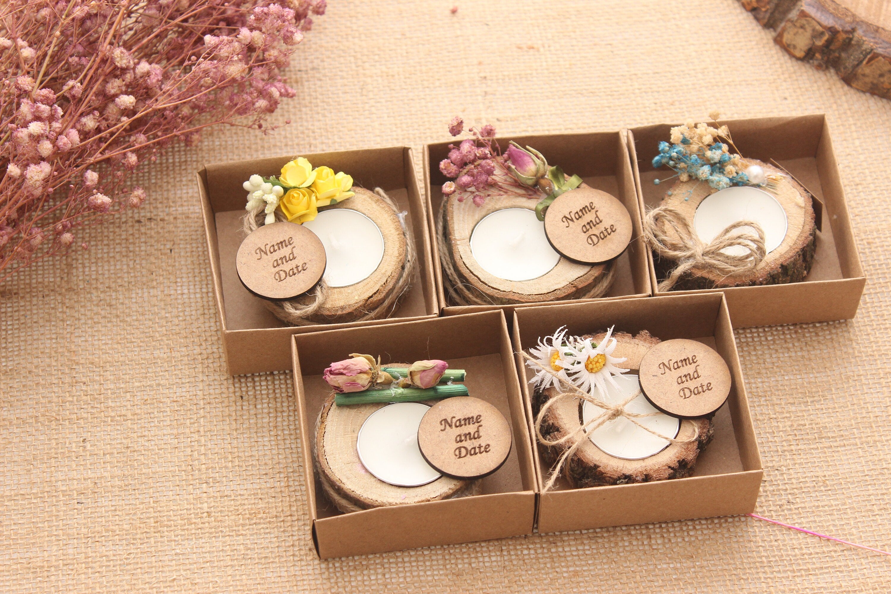 Wooden Tealight Holders Personalized Event Gift For Guest Unique Souvenirs