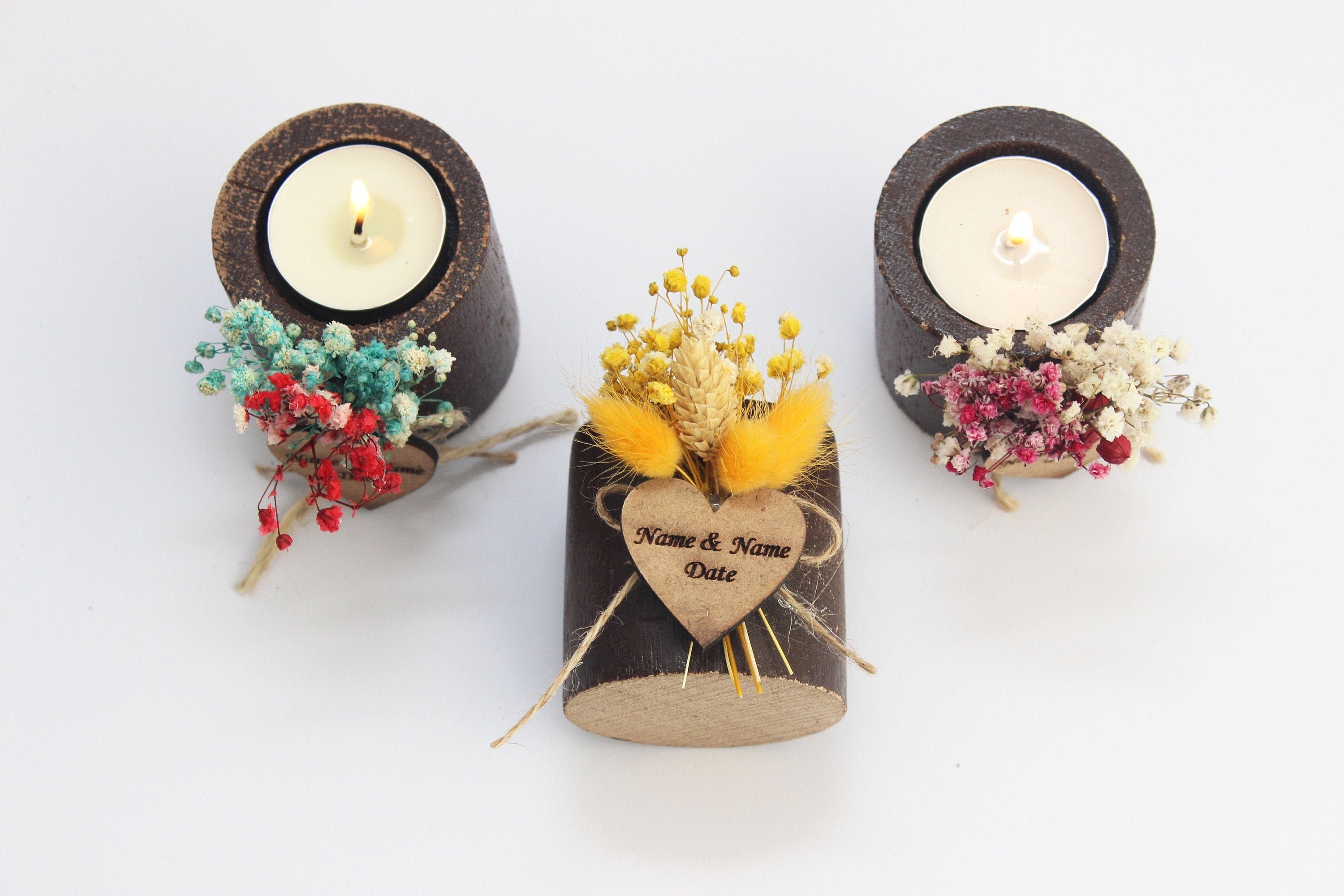 Personalized Wedding Favors for Guests , Wooden Tealight Candle, Rustic Wedding Favors, Bulk Wedding Favors, Custom Wedding Favors