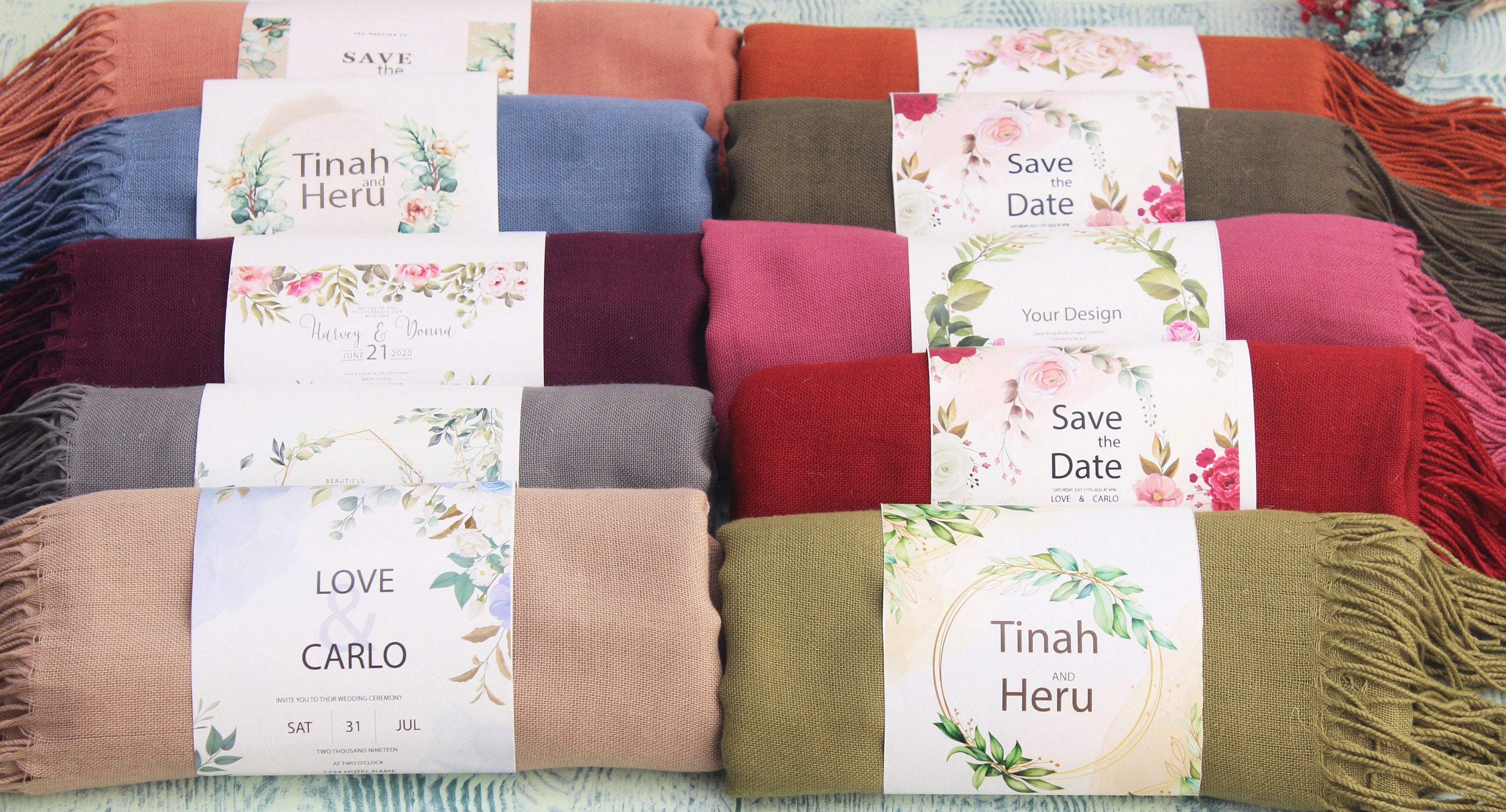 Pashmina Brown Shawl Gift Personalized For Guest Souvenirs