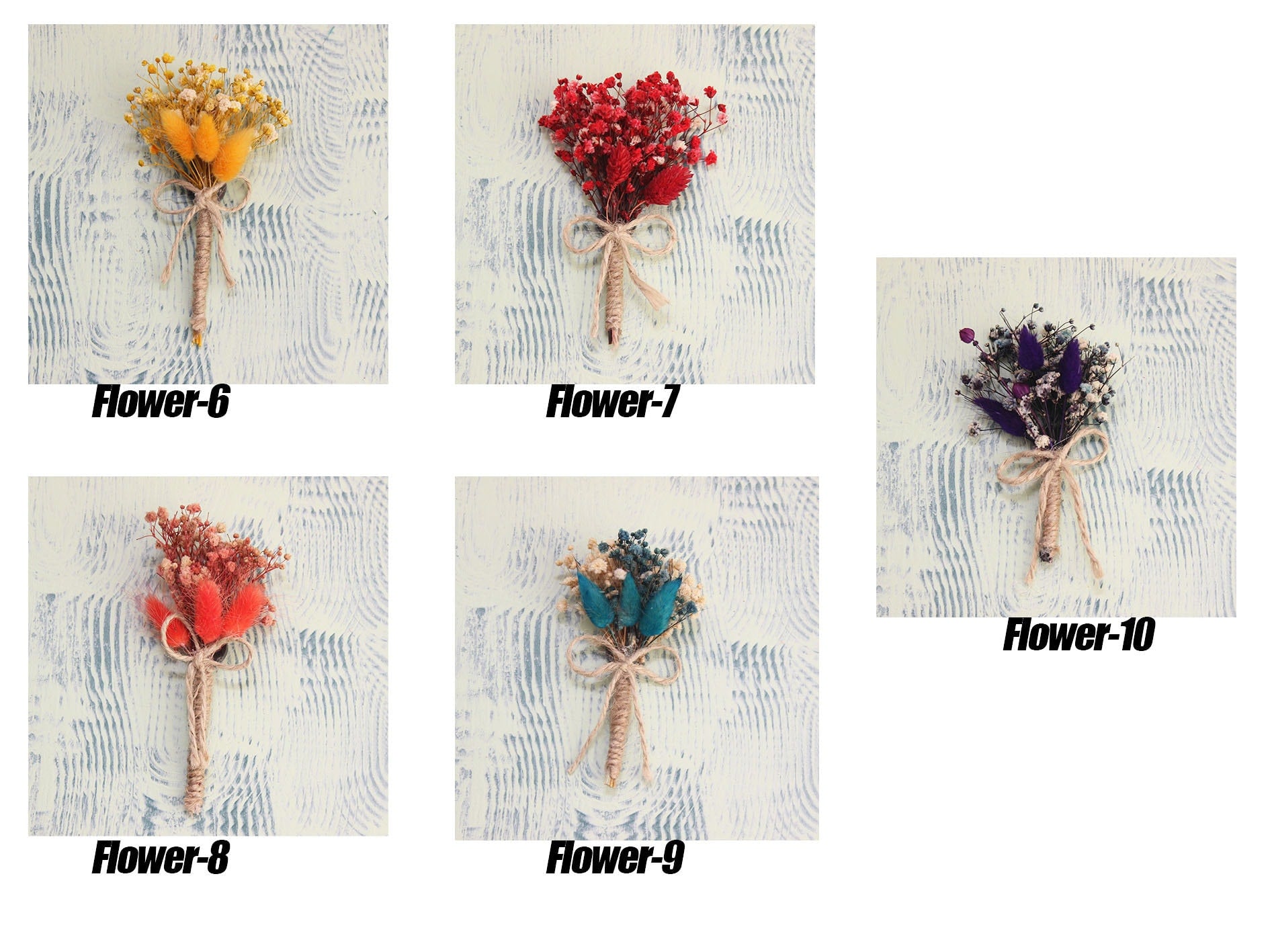 Personalized Mini Dried Flowers Wrap Bouquet with Jute Rope for Guest Favors