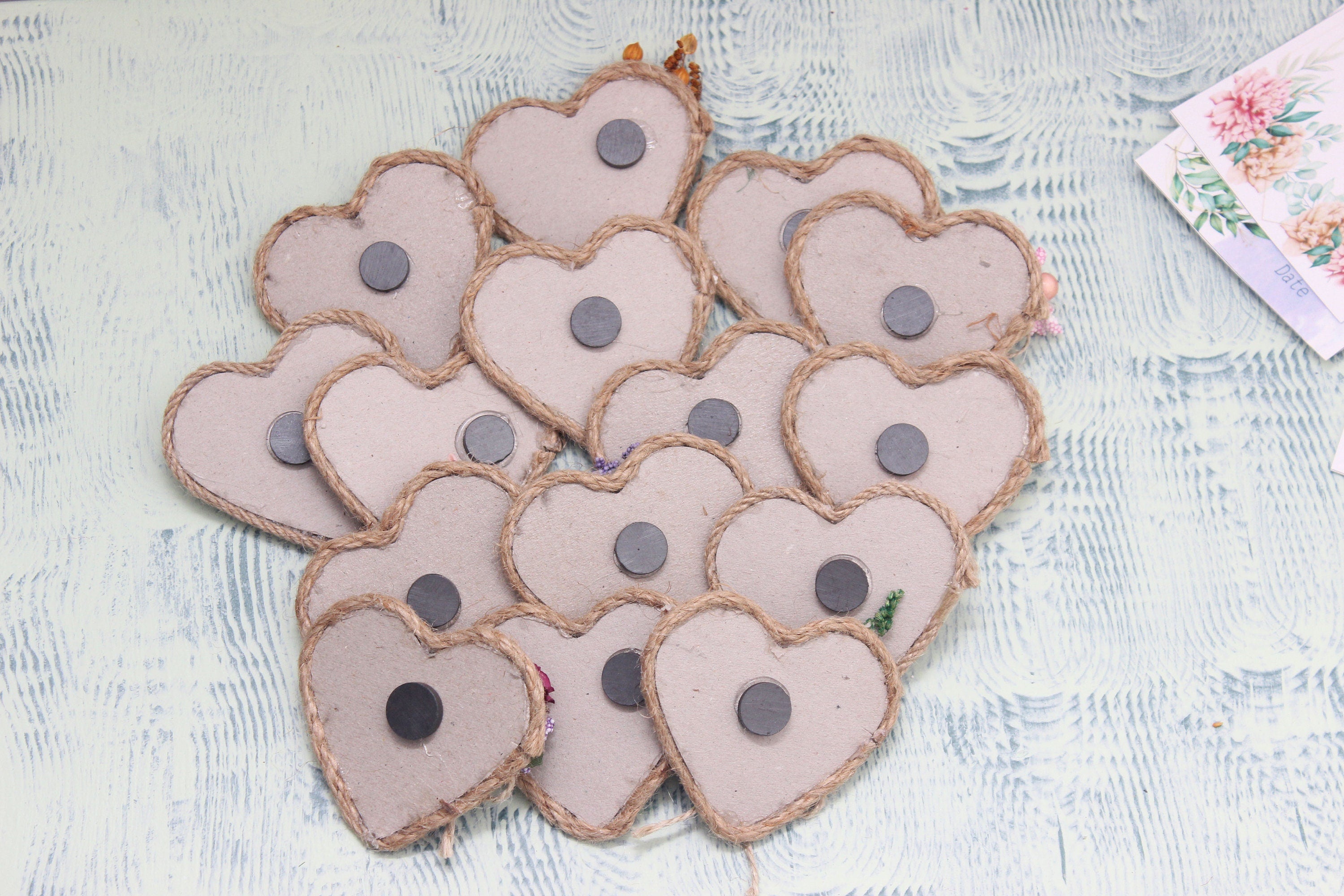 Personalized Heart Magnet Favors for Guests with Flowers