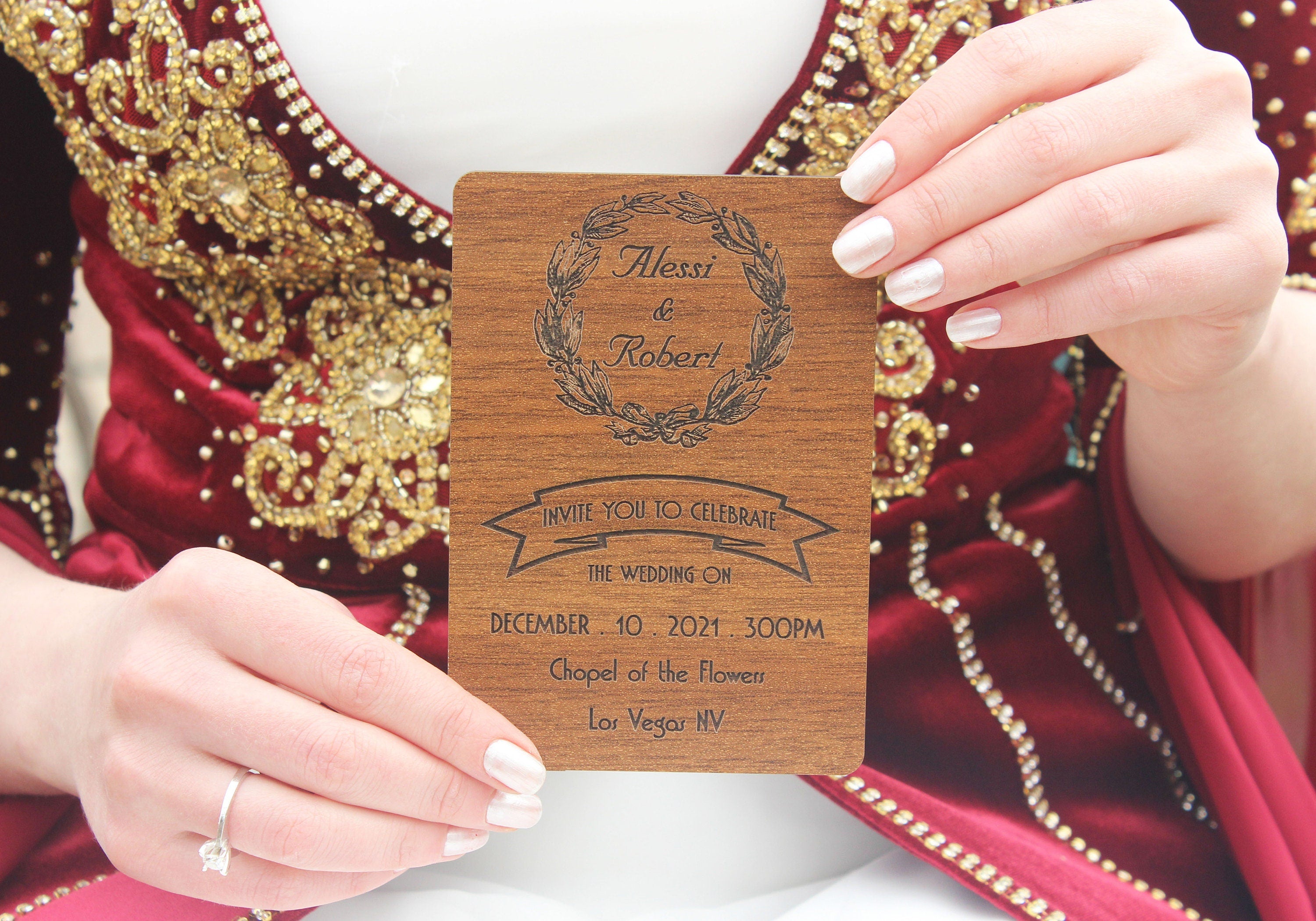 Wooden Laser Cut Invitation