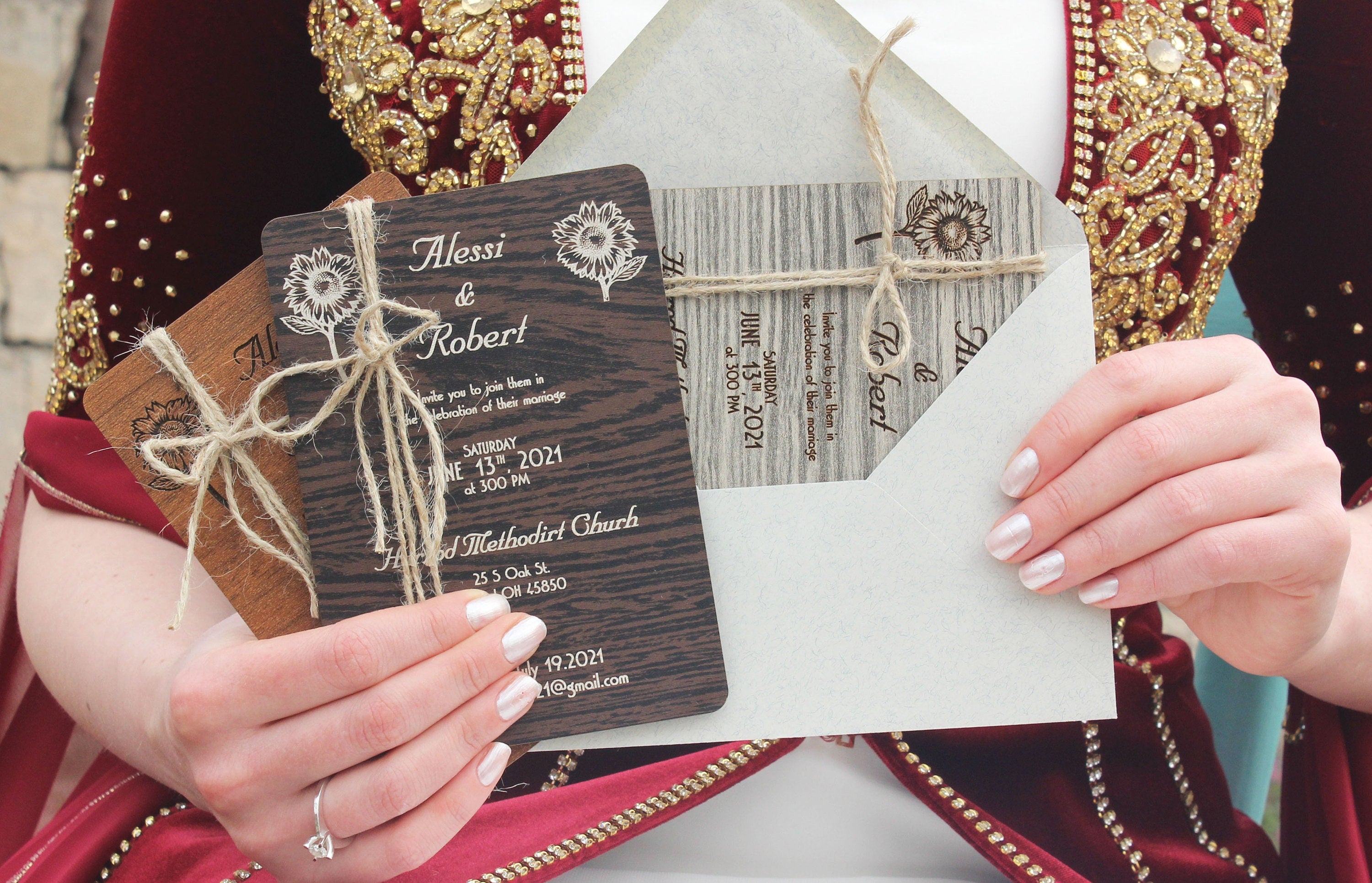 Rustic Wood Invitation with Rope