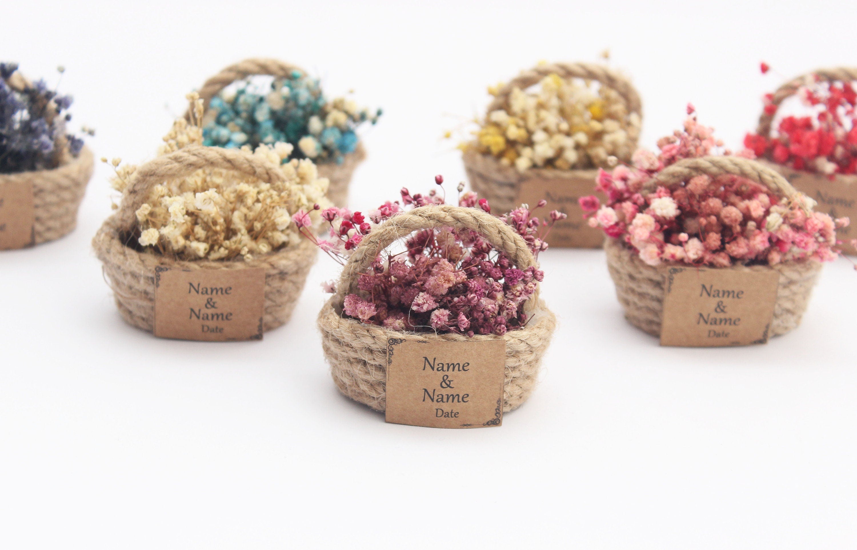 Mini Dried Flowers Basket Gift Personalized Favor For Guest