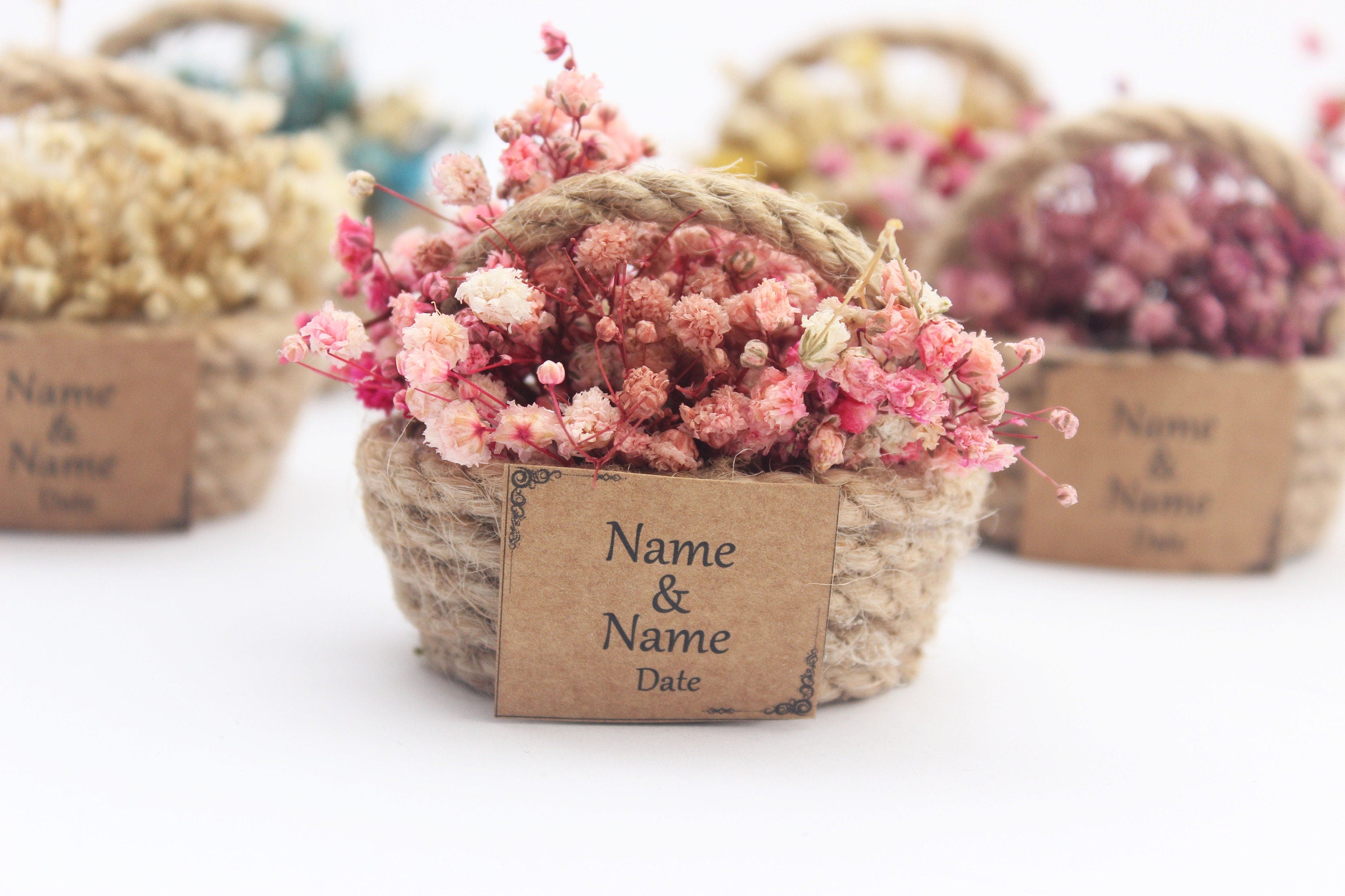 Mini Dried Flowers Basket Gift Personalized Favor For Guest