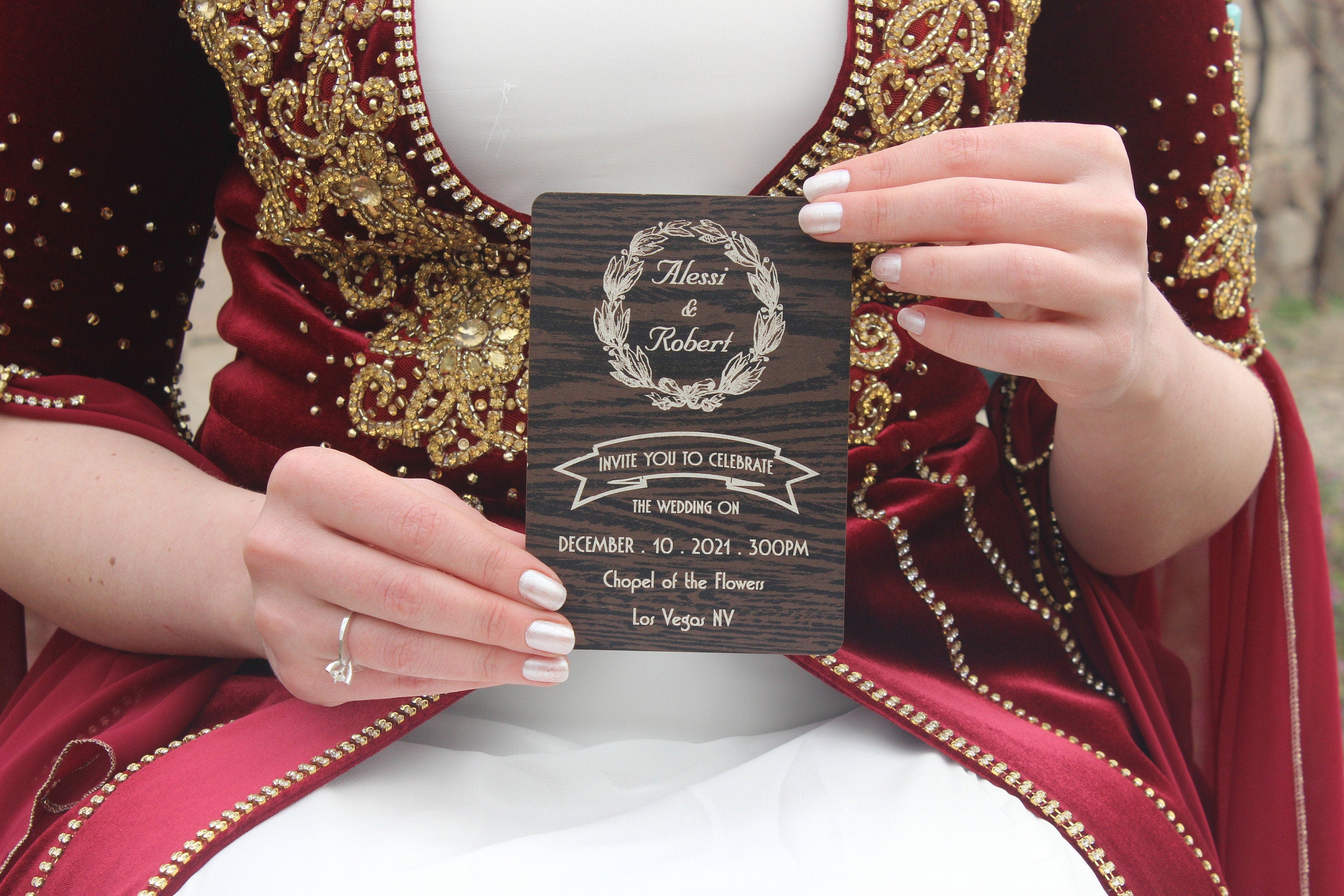 Wooden Laser Cut Invitation