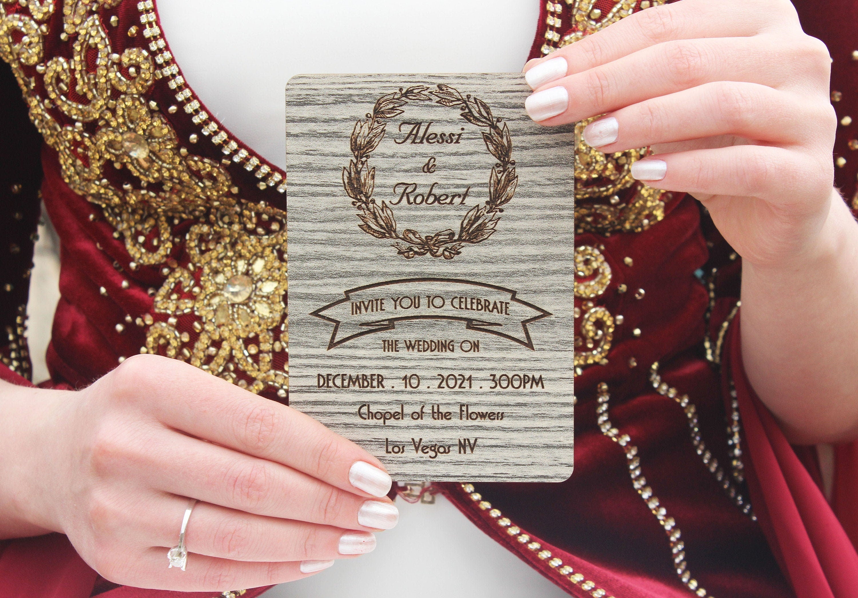 Wooden Laser Cut Invitation