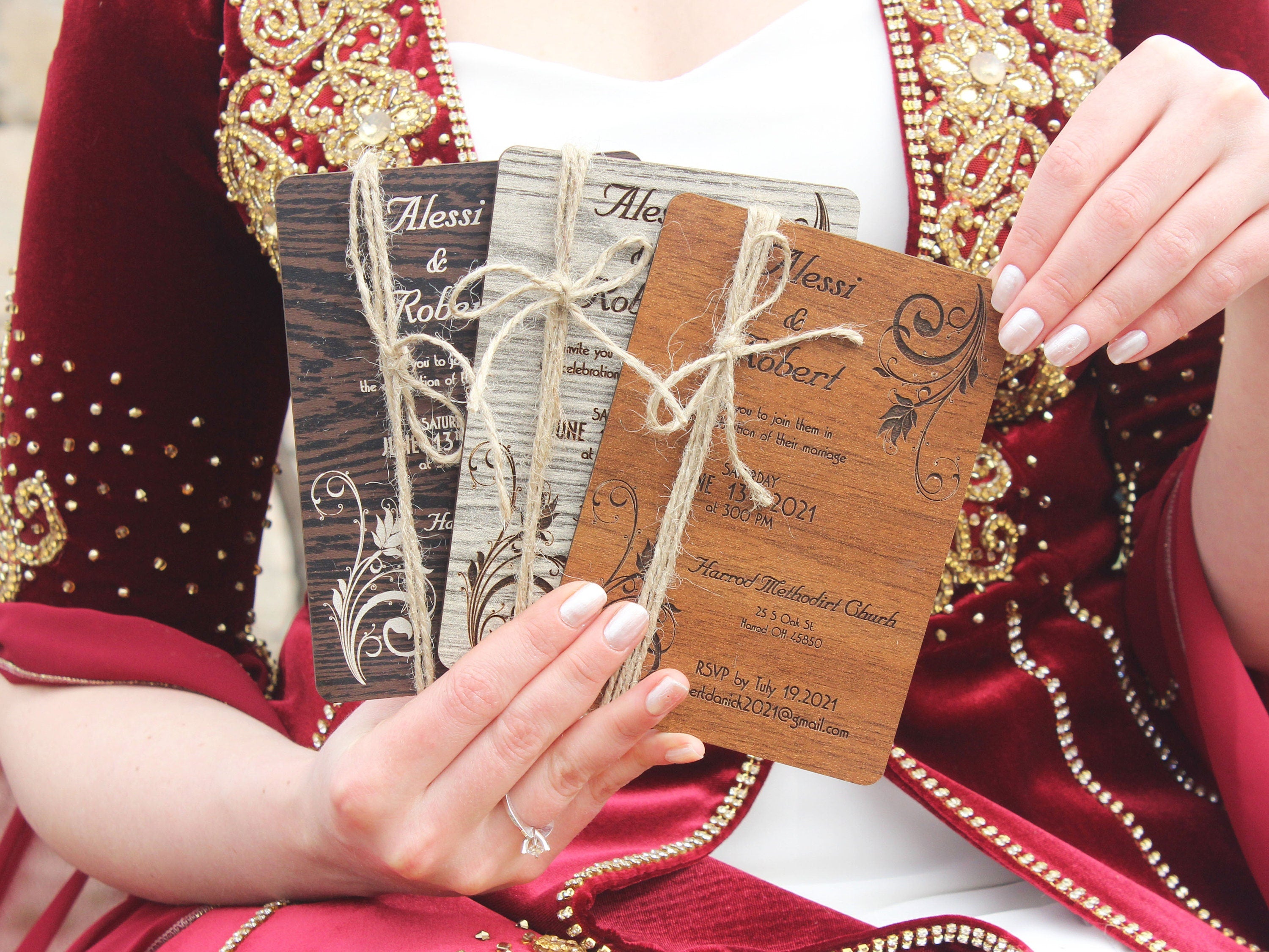 Rustic Wood Invitation with Rope