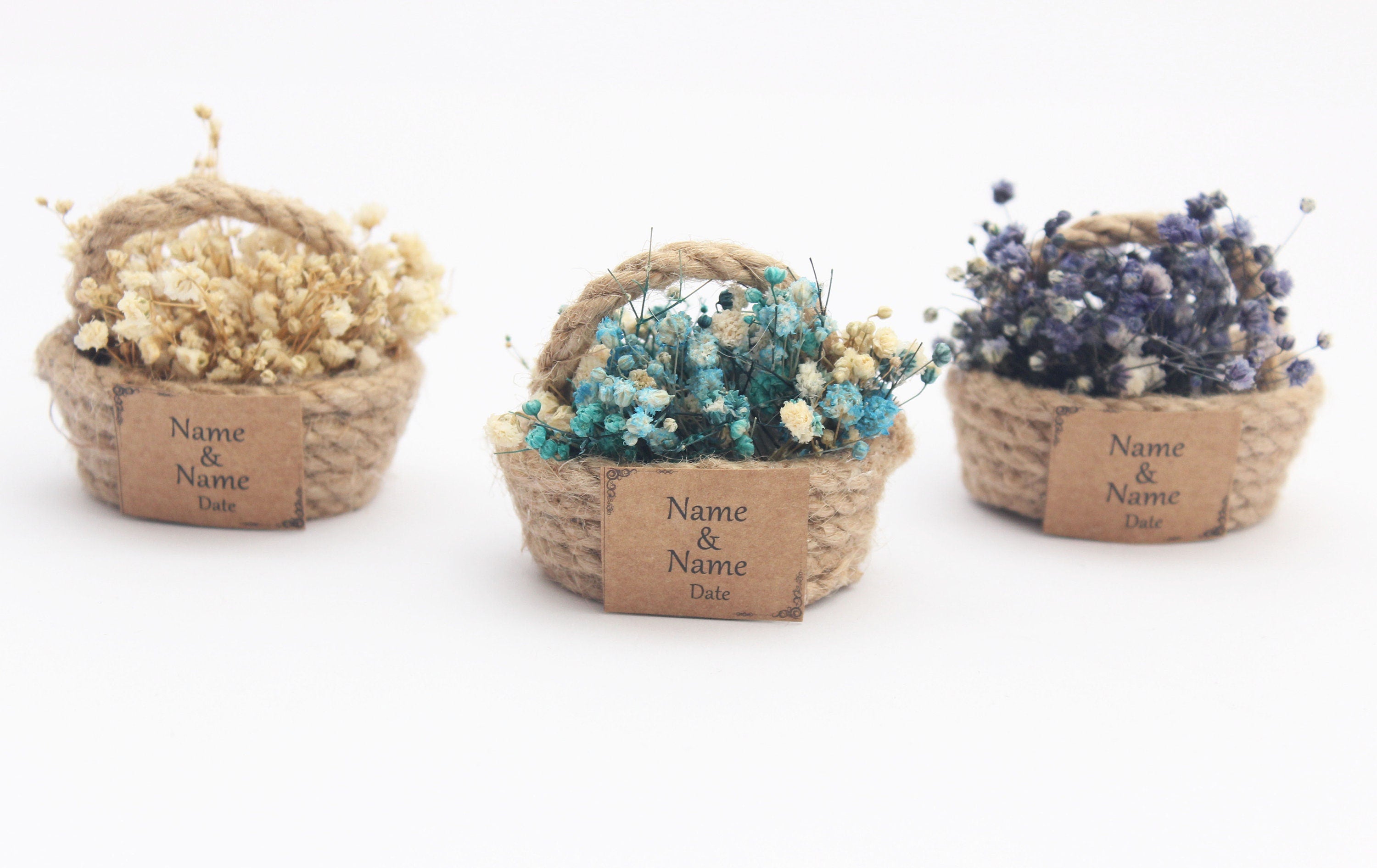 Mini Dried Flowers Basket Gift Personalized Favor For Guest