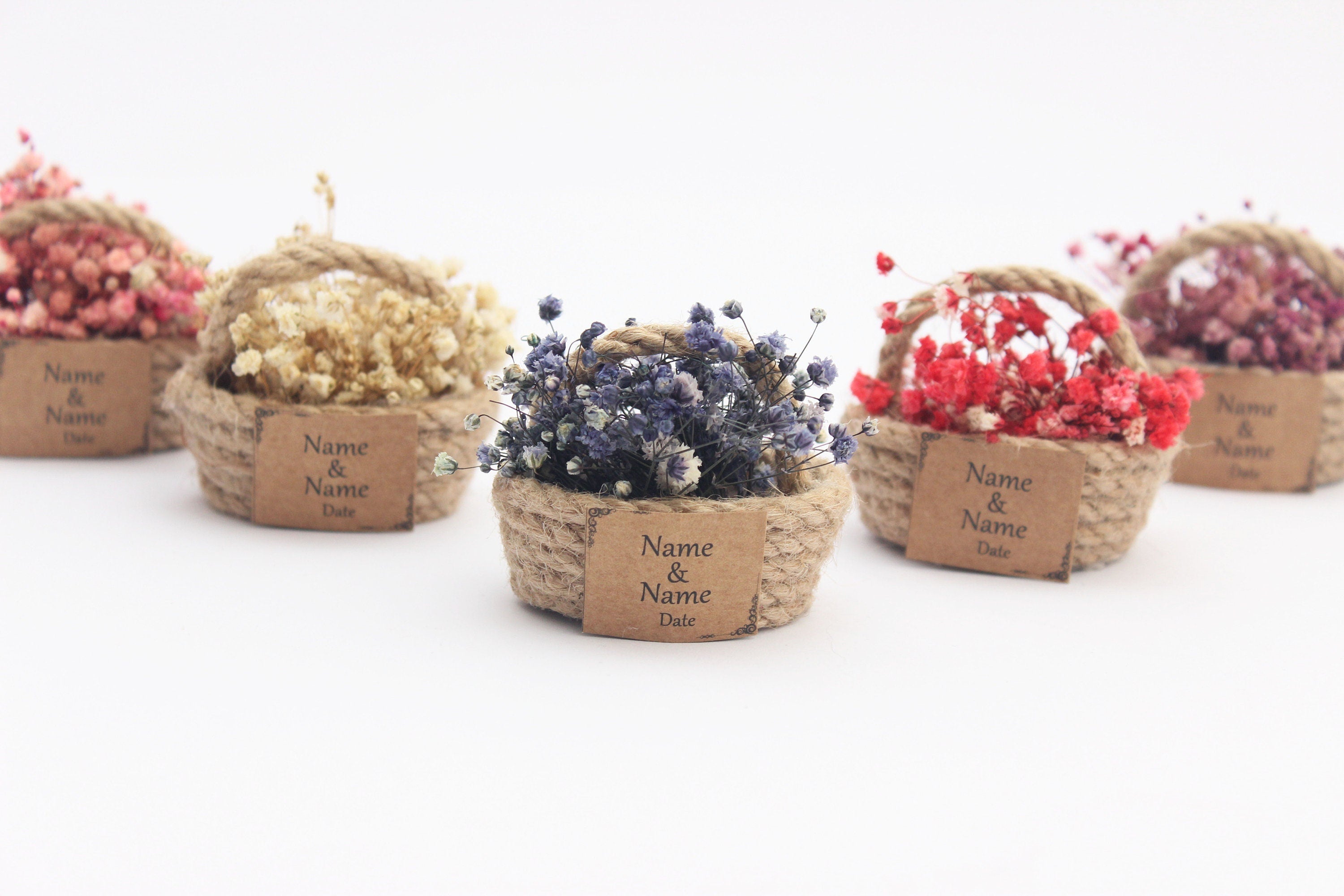 Mini Dried Flowers Basket Gift Personalized Favor For Guest