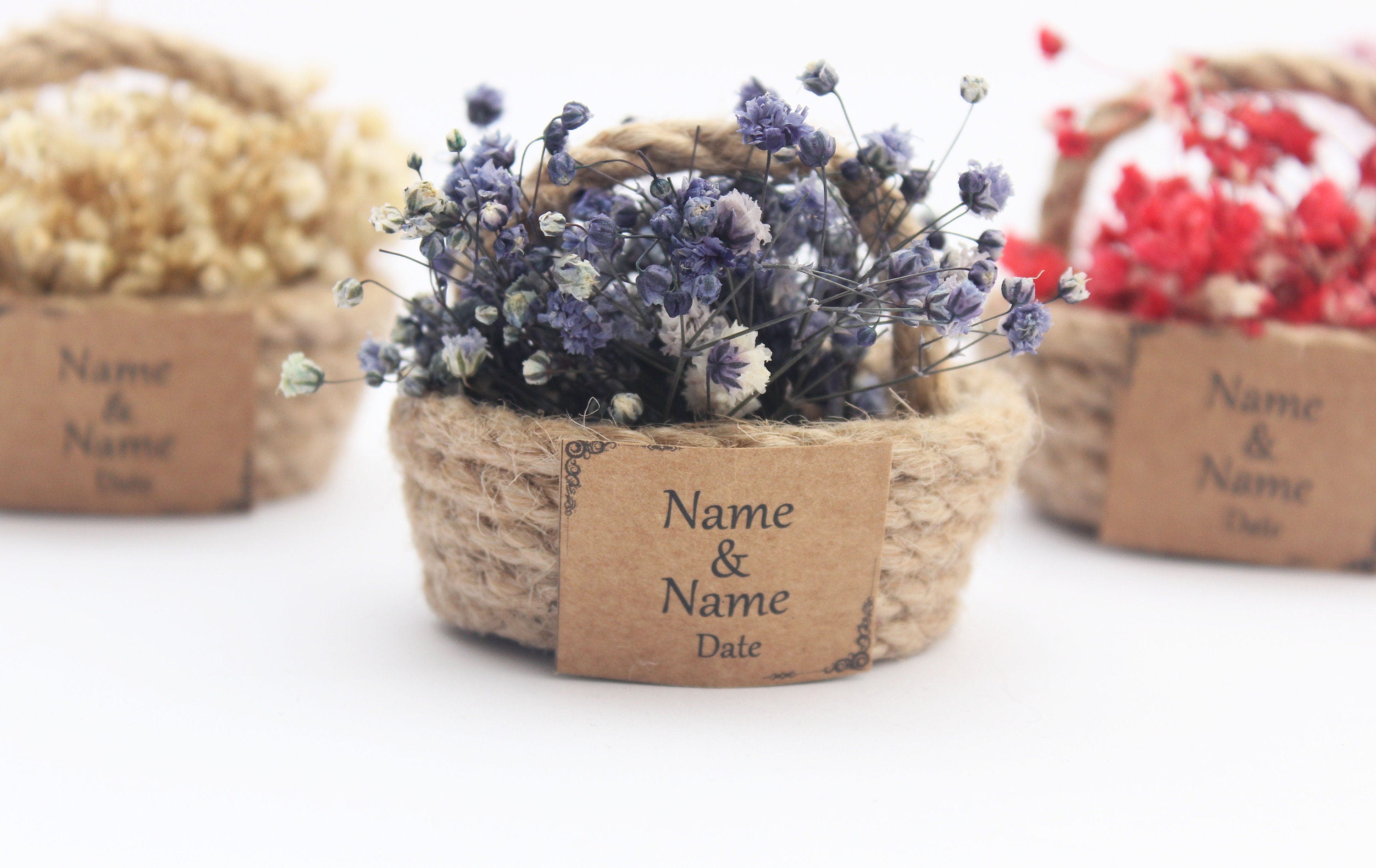 Mini Dried Flowers Basket Gift Personalized Favor For Guest