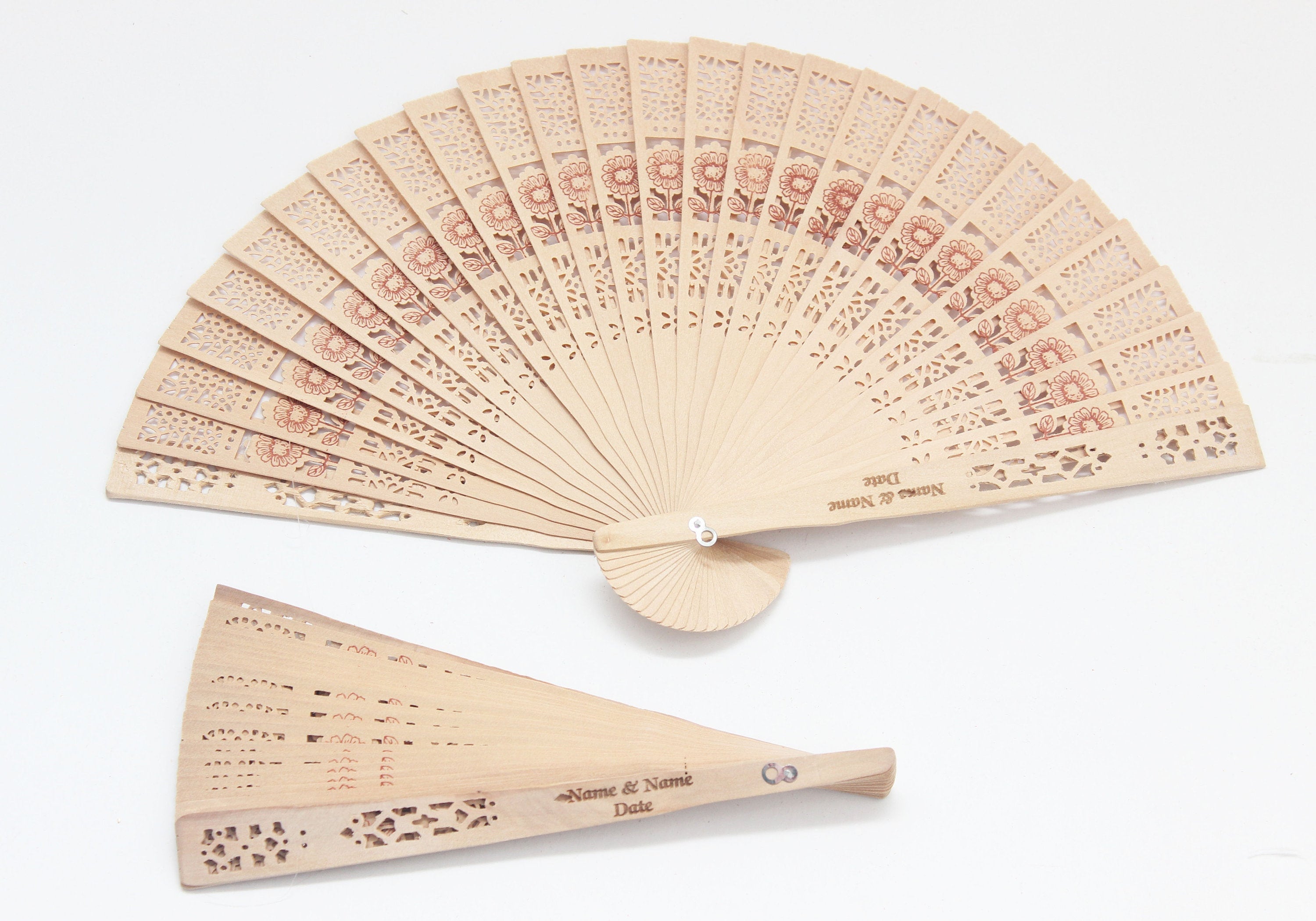 Hand Fan Bamboo Engraved Custom Favor Souvenirs for Guest Gift