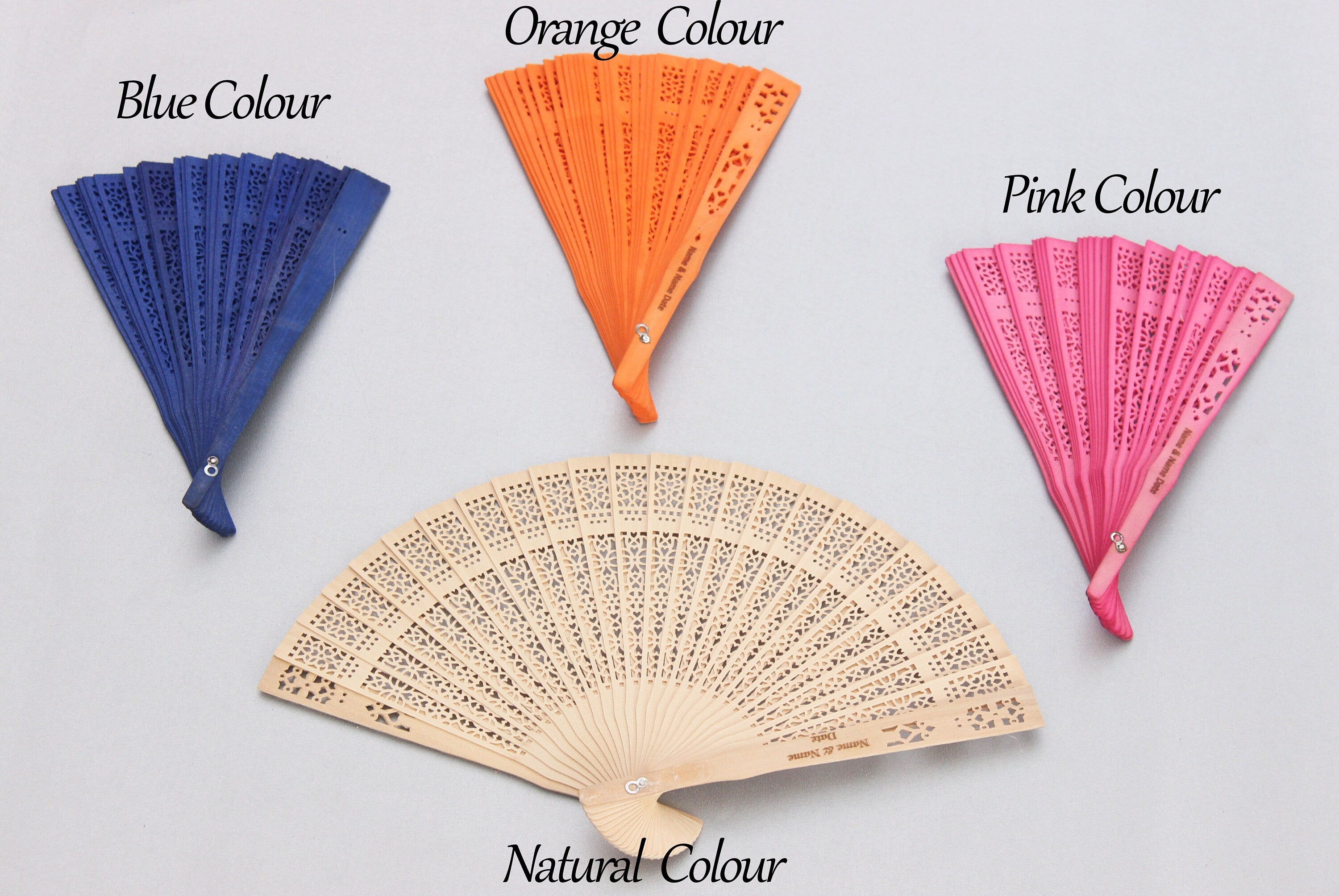 Hand Fan colourful Bamboo Engraved Custom Favor Souvenirs for Guest Gift