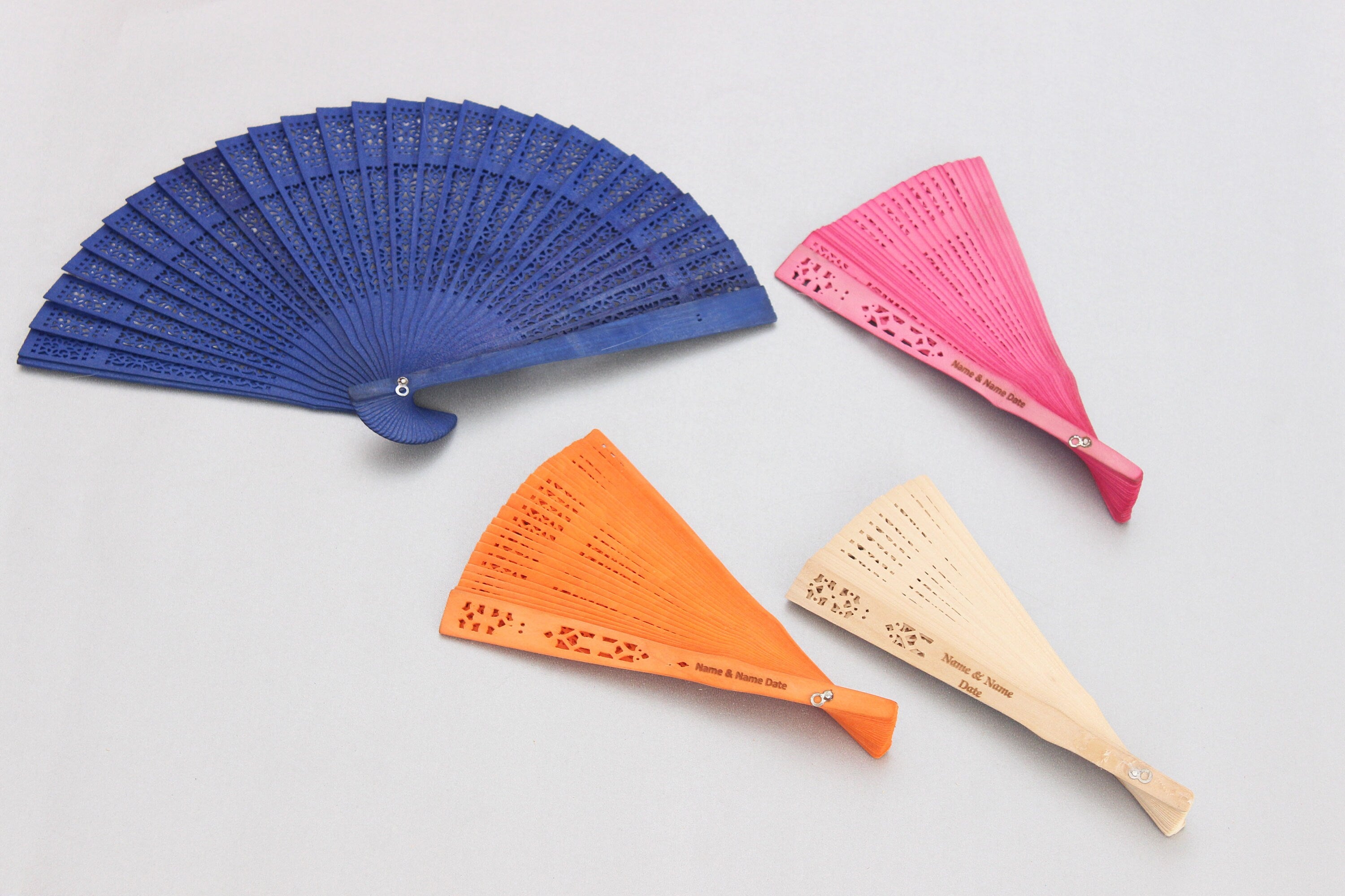 Hand Fan colourful Bamboo Engraved Custom Favor Souvenirs for Guest Gift