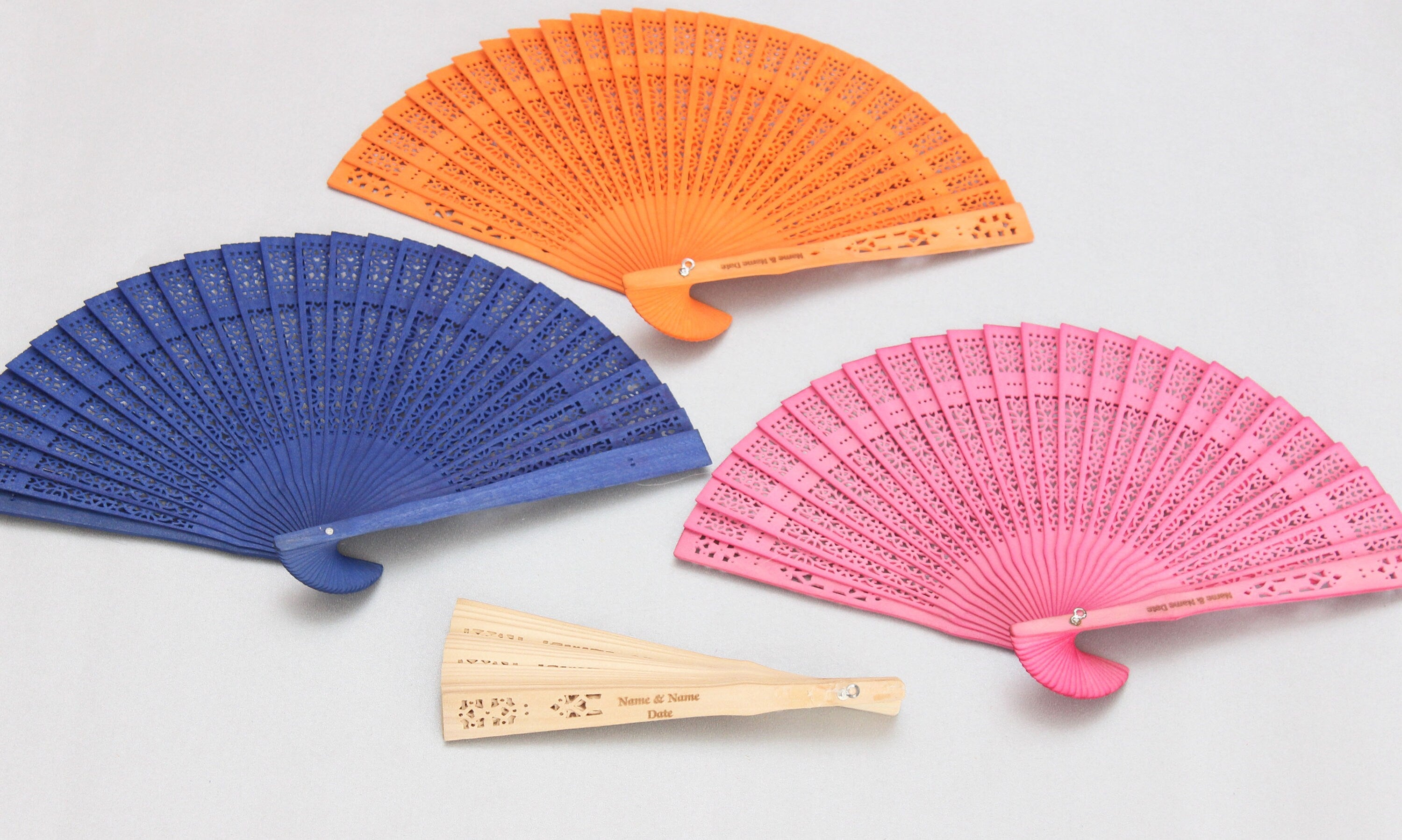 Hand Fan colourful Bamboo Engraved Custom Favor Souvenirs for Guest Gift