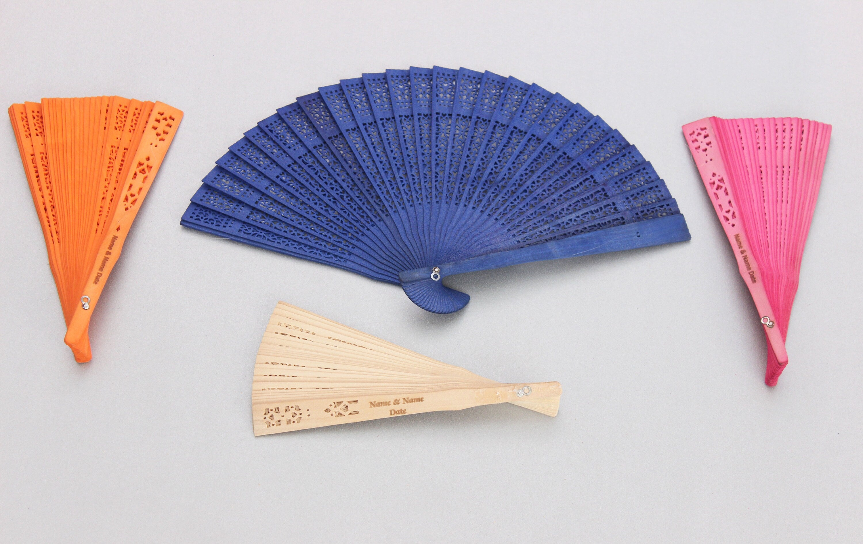 Hand Fan colourful Bamboo Engraved Custom Favor Souvenirs for Guest Gift