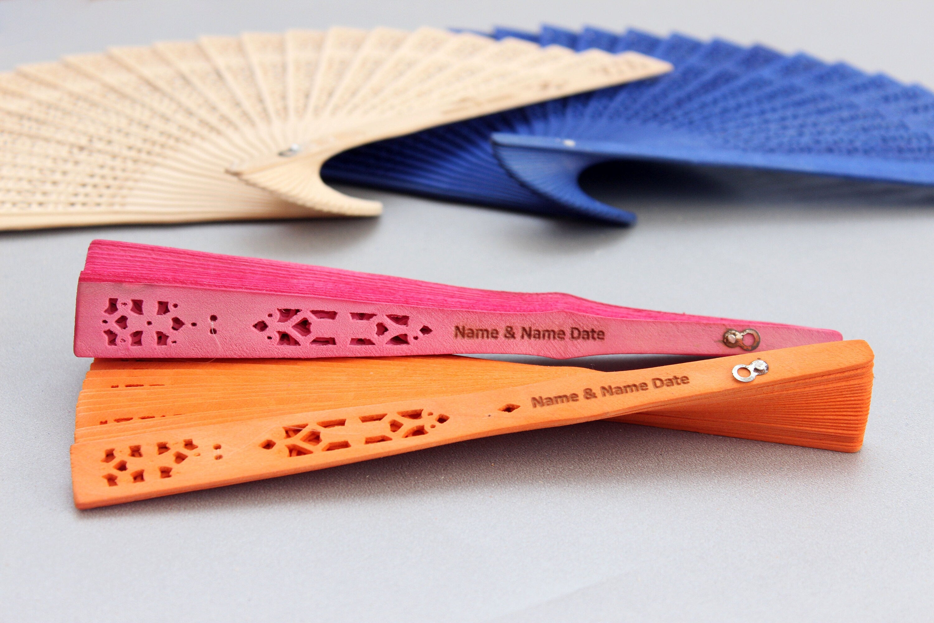 Hand Fan colourful Bamboo Engraved Custom Favor Souvenirs for Guest Gift