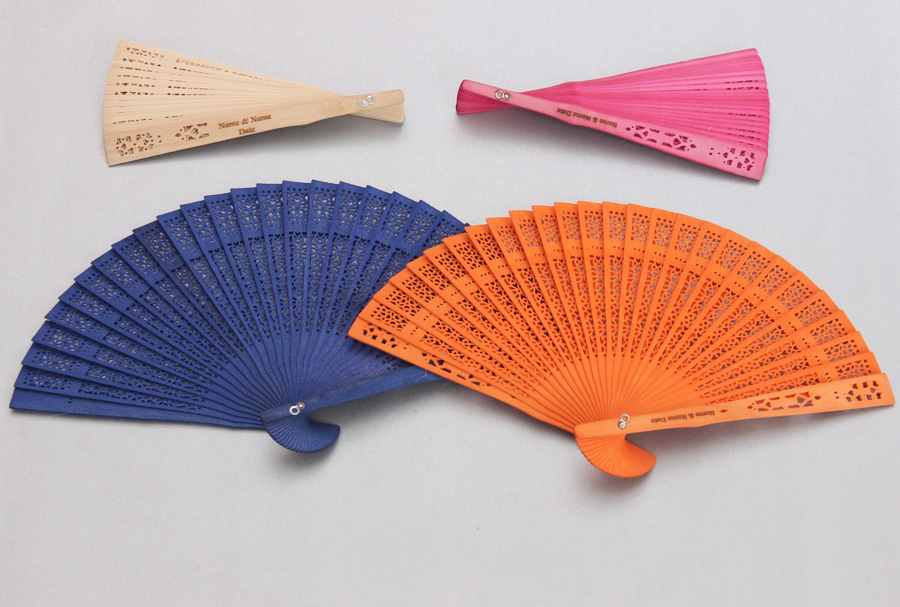 Hand Fan colourful Bamboo Engraved Custom Favor Souvenirs for Guest Gift