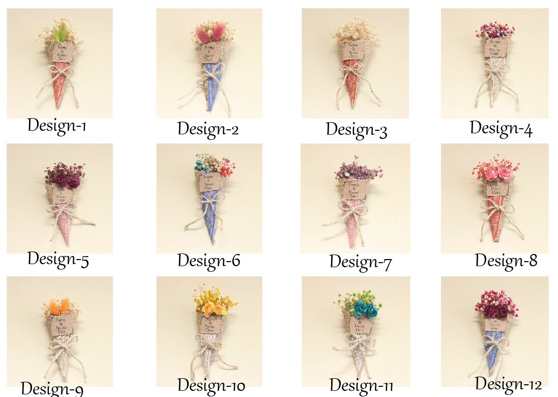 Mini Dried Flowers Magnet Cone Bouquet For Party Guest Gifts