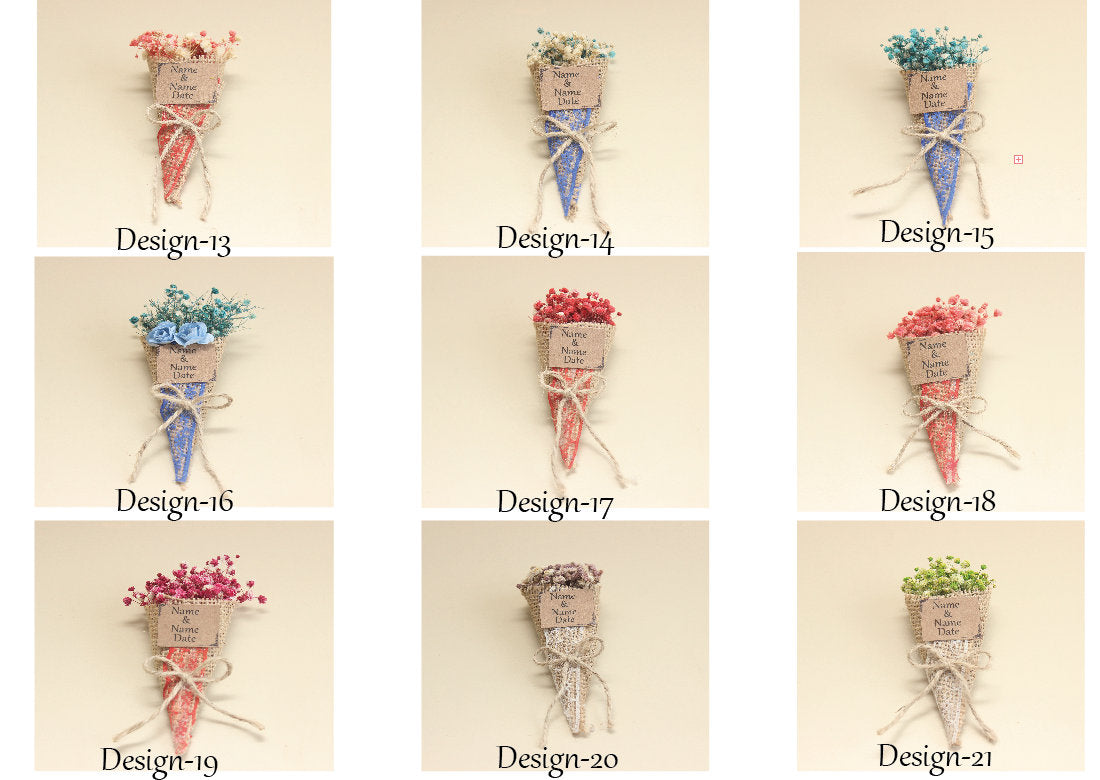 Mini Dried Flowers Magnet Cone Bouquet For Party Guest Gifts