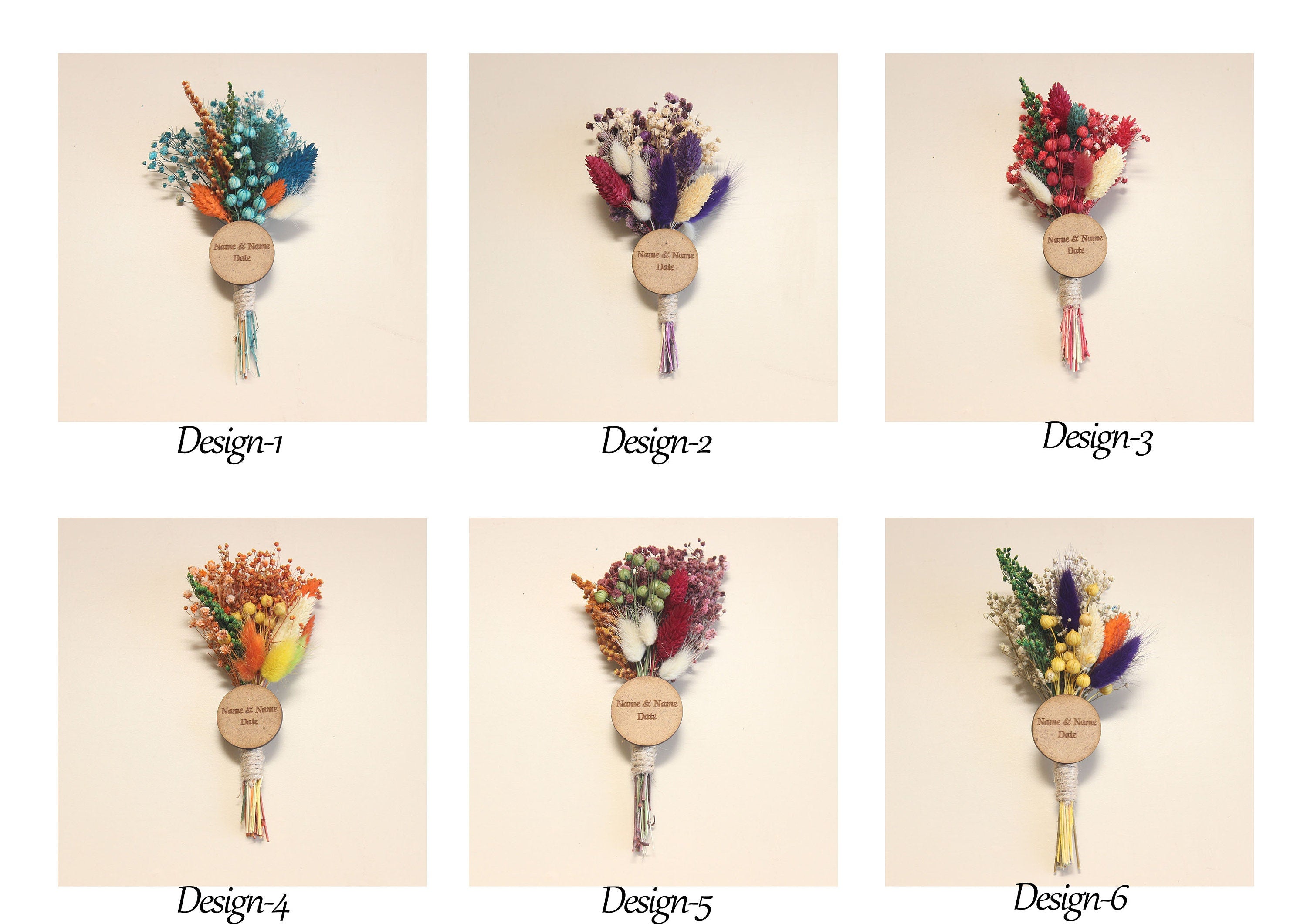 Personalized Dried Flowers Wrap Bouquet for Guest Souvenirs