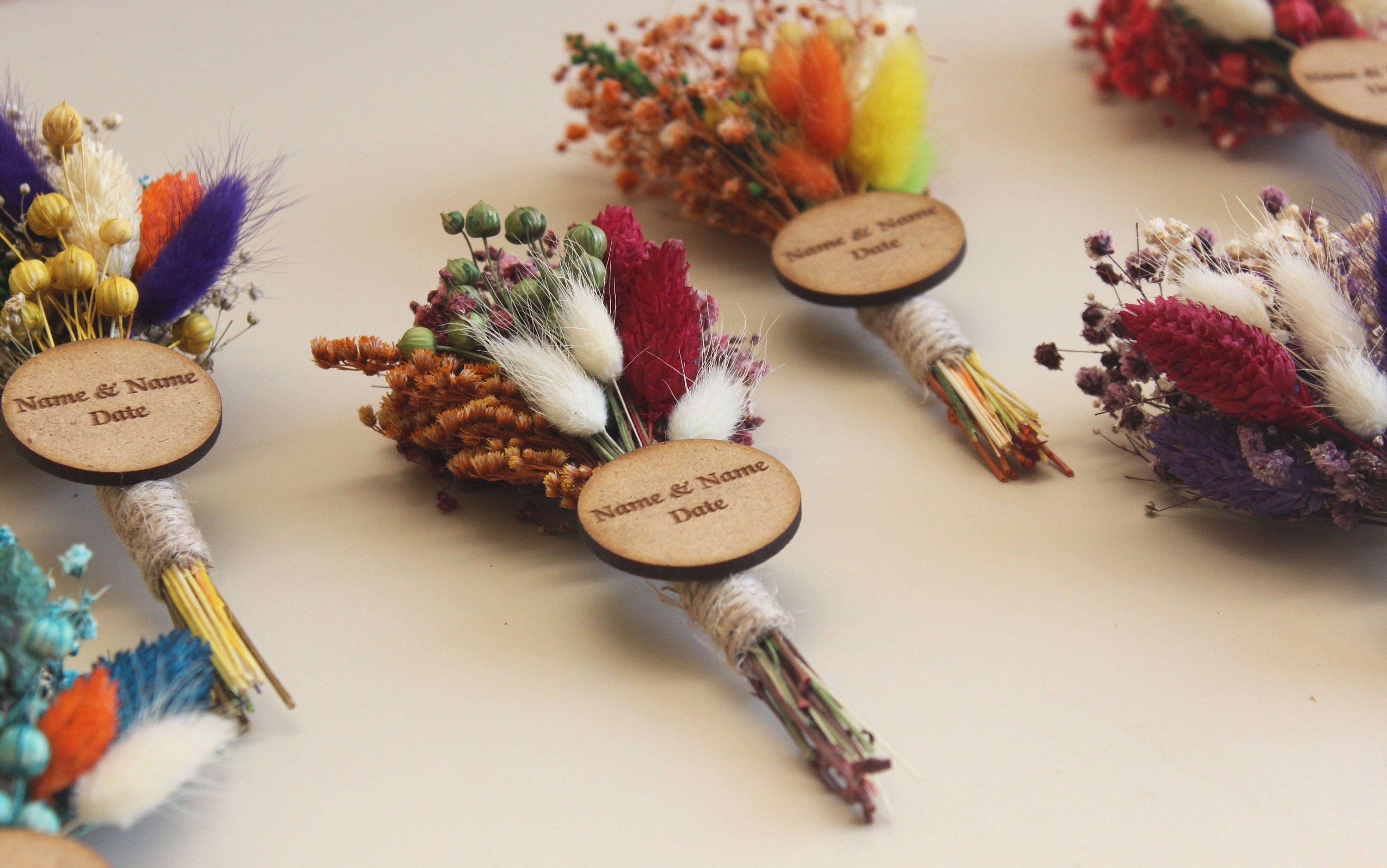 Personalized Dried Flowers Wrap Bouquet for Guest Souvenirs