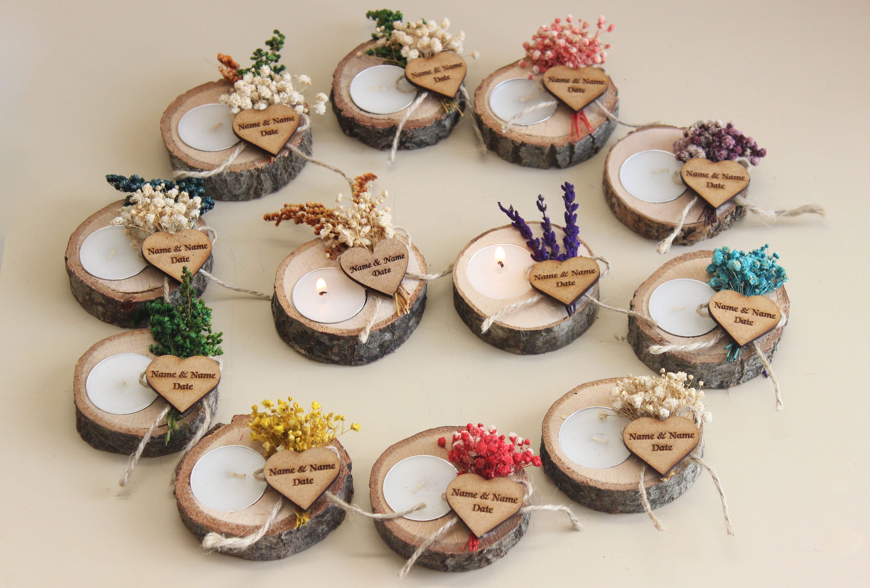 Wooden Tealight Holders Personalized Event Gift For Guest Unique Souvenirs