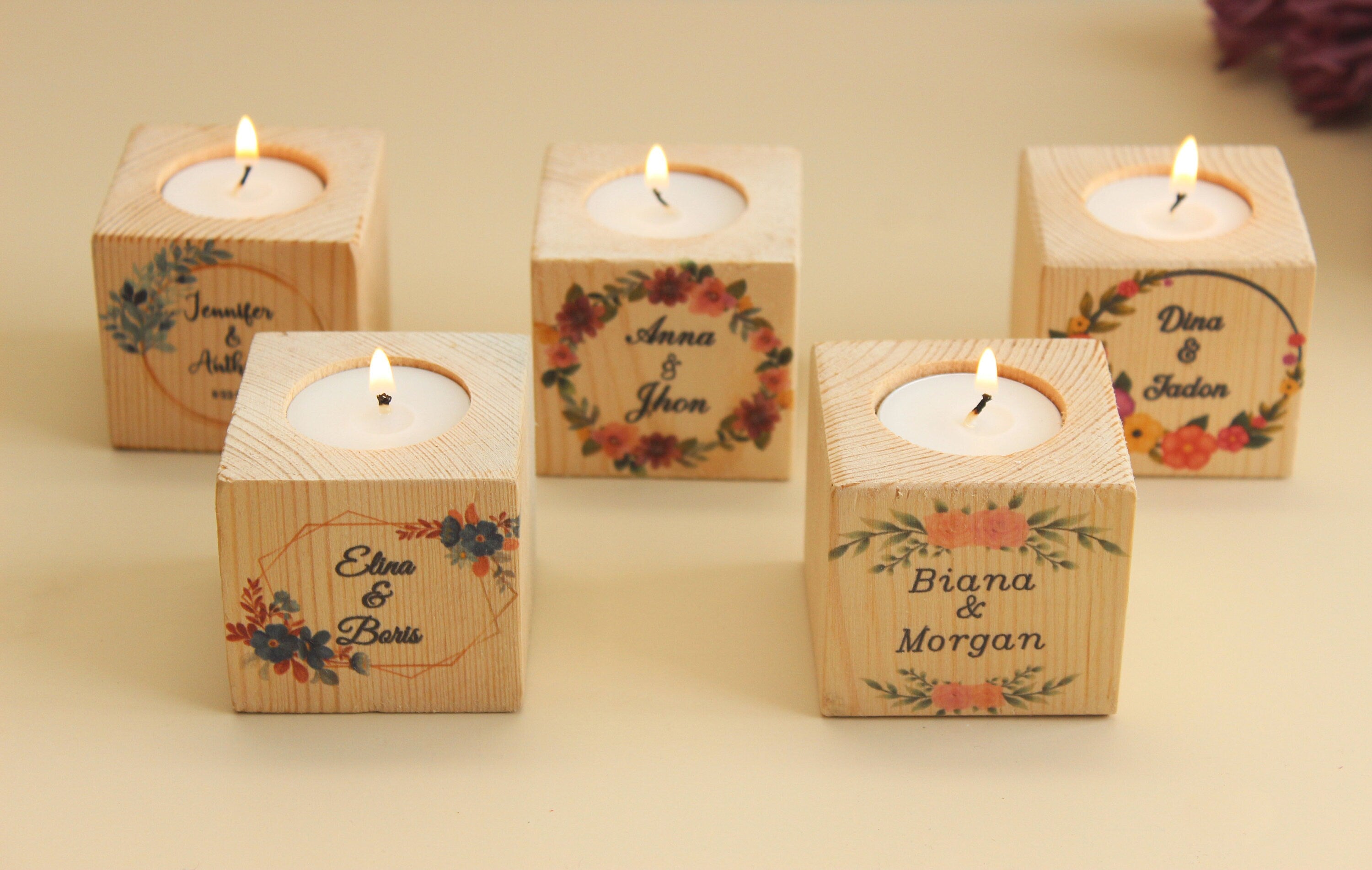 Wedding Tealight Candle  Holder,Rustic Tealight Holder ,Baby Shower Favors, Personalized Gift,Bridal Shower Favors,Wedding Party Favors Gift