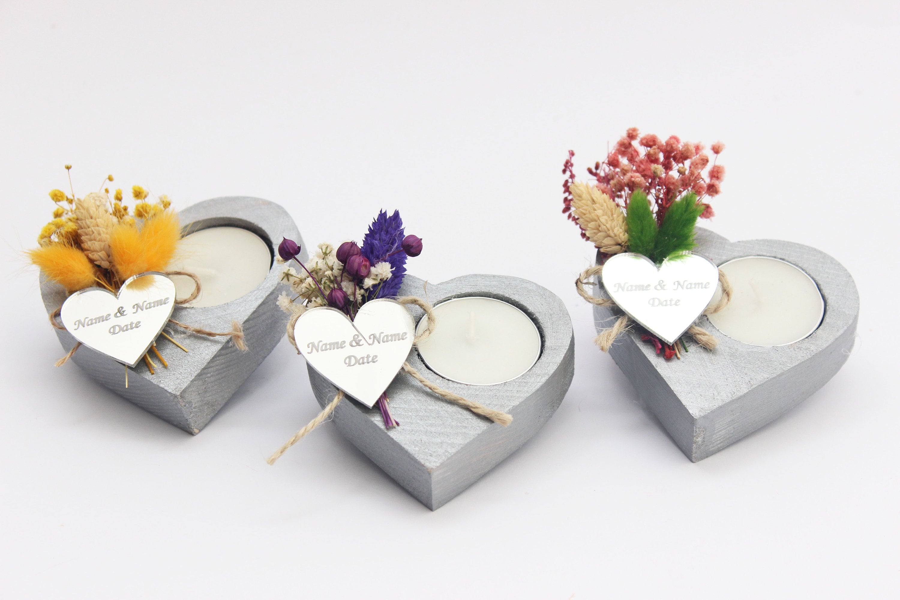 Heart Wooden Tealight Holders Personalized Event Gift For Guest Unique Bulk Souvenirs