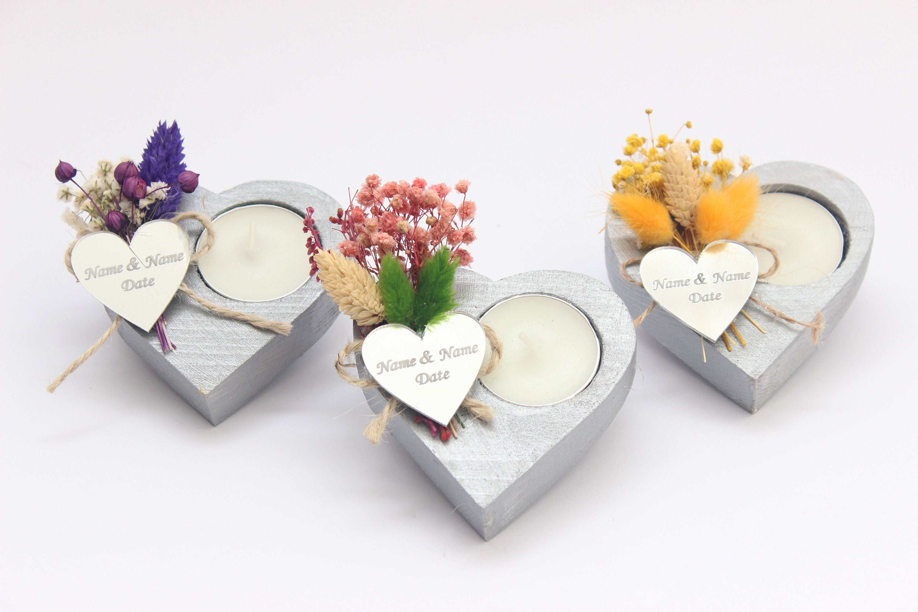 Heart Wooden Tealight Holders Personalized Event Gift For Guest Unique Bulk Souvenirs