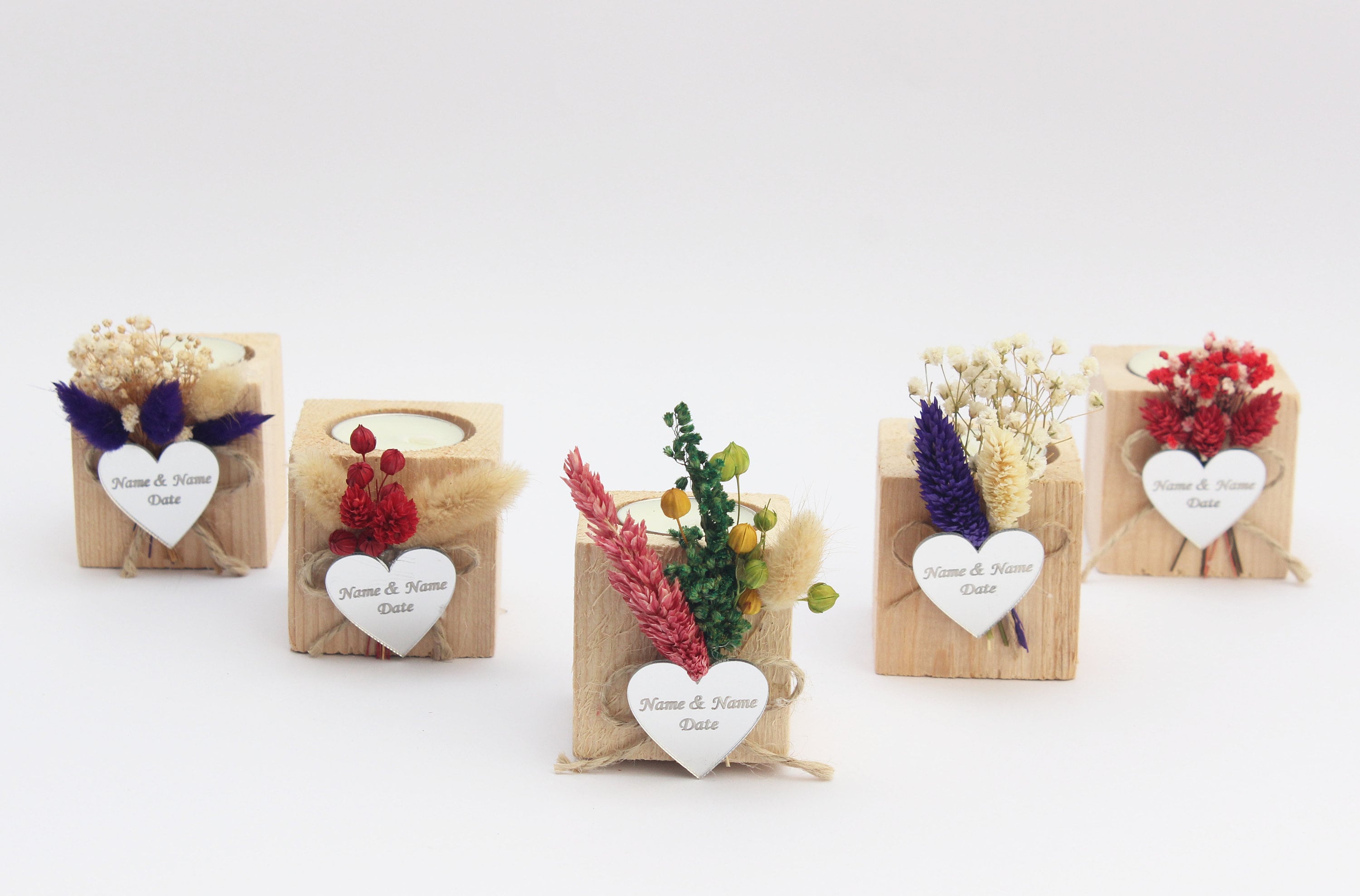 Cubic Wooden Tealight Holders Personalized Event Gift For Guest Unique Bulk Souvenirs