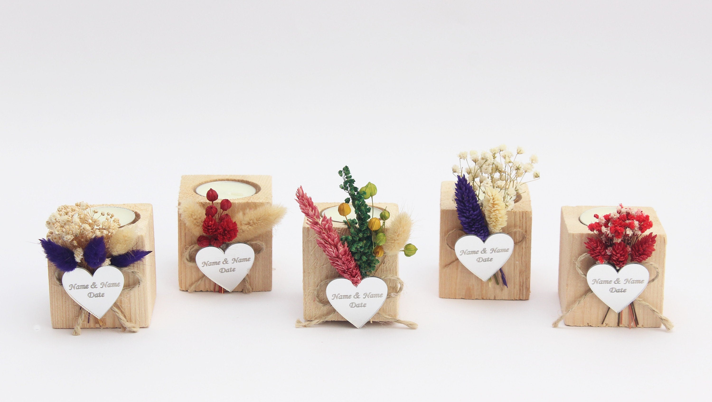 Cubic Wooden Tealight Holders Personalized Event Gift For Guest Unique Bulk Souvenirs