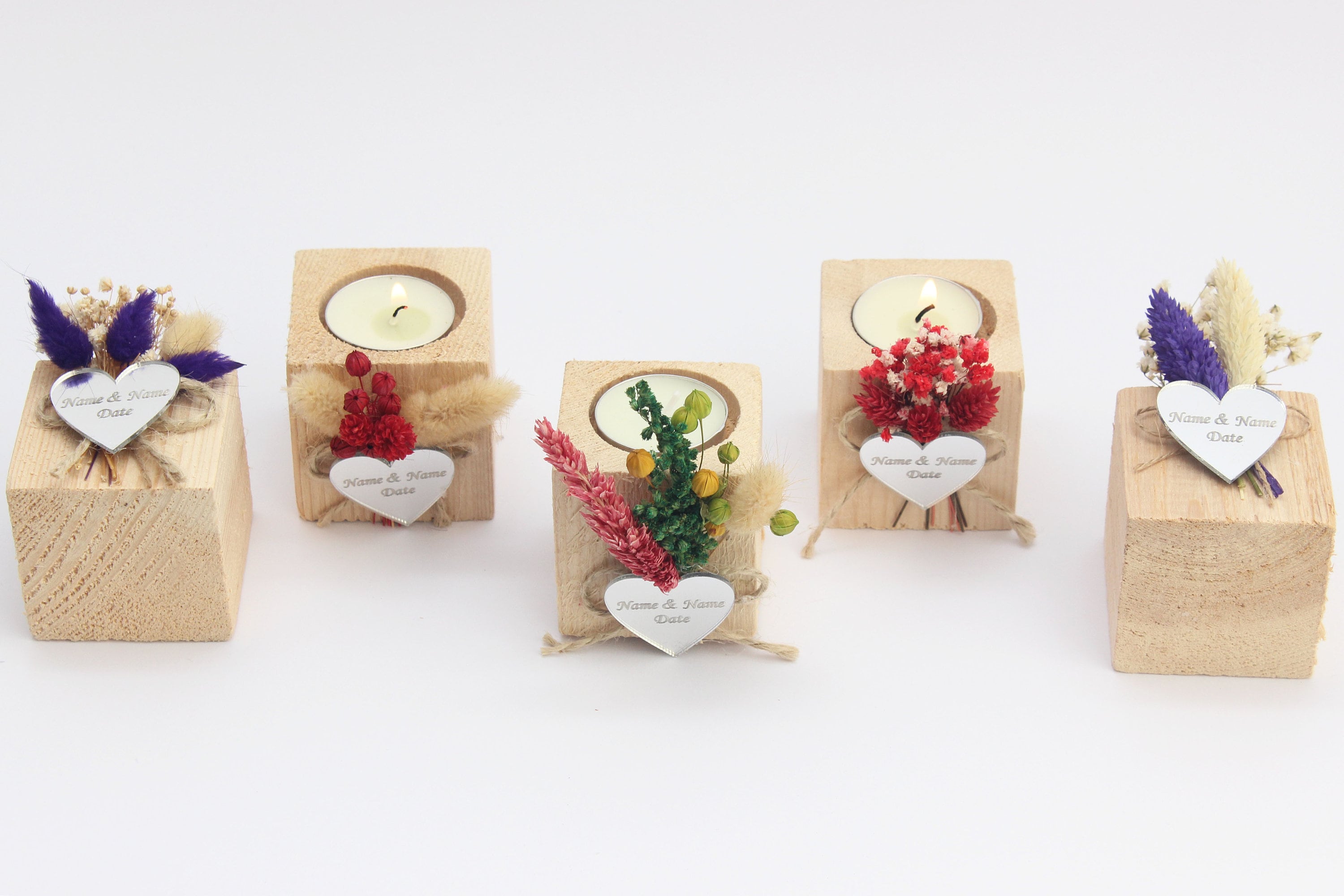 Cubic Wooden Tealight Holders Personalized Event Gift For Guest Unique Bulk Souvenirs