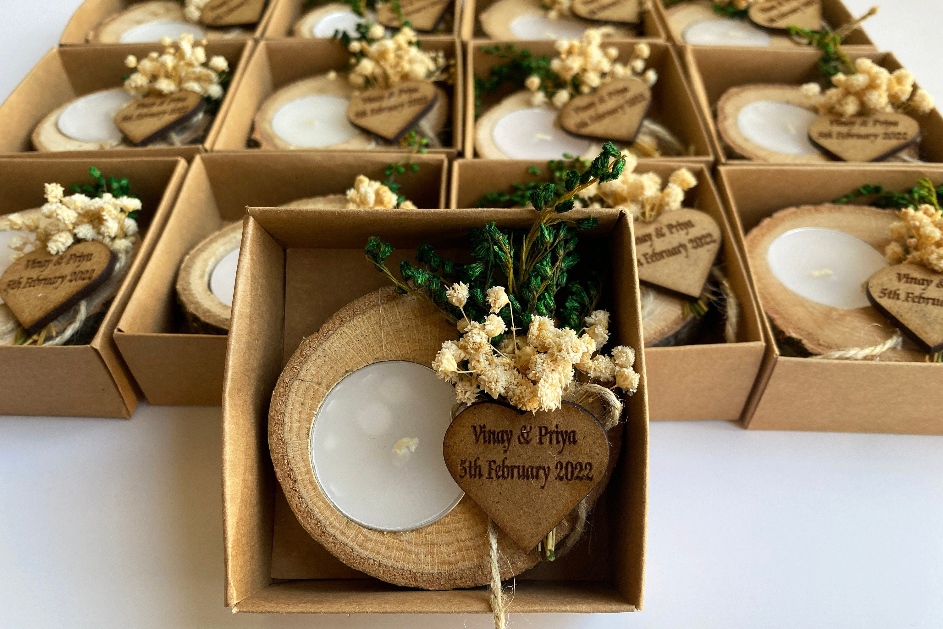 Wooden Tealight Holders Personalized Event Gift For Guest Unique Souvenirs