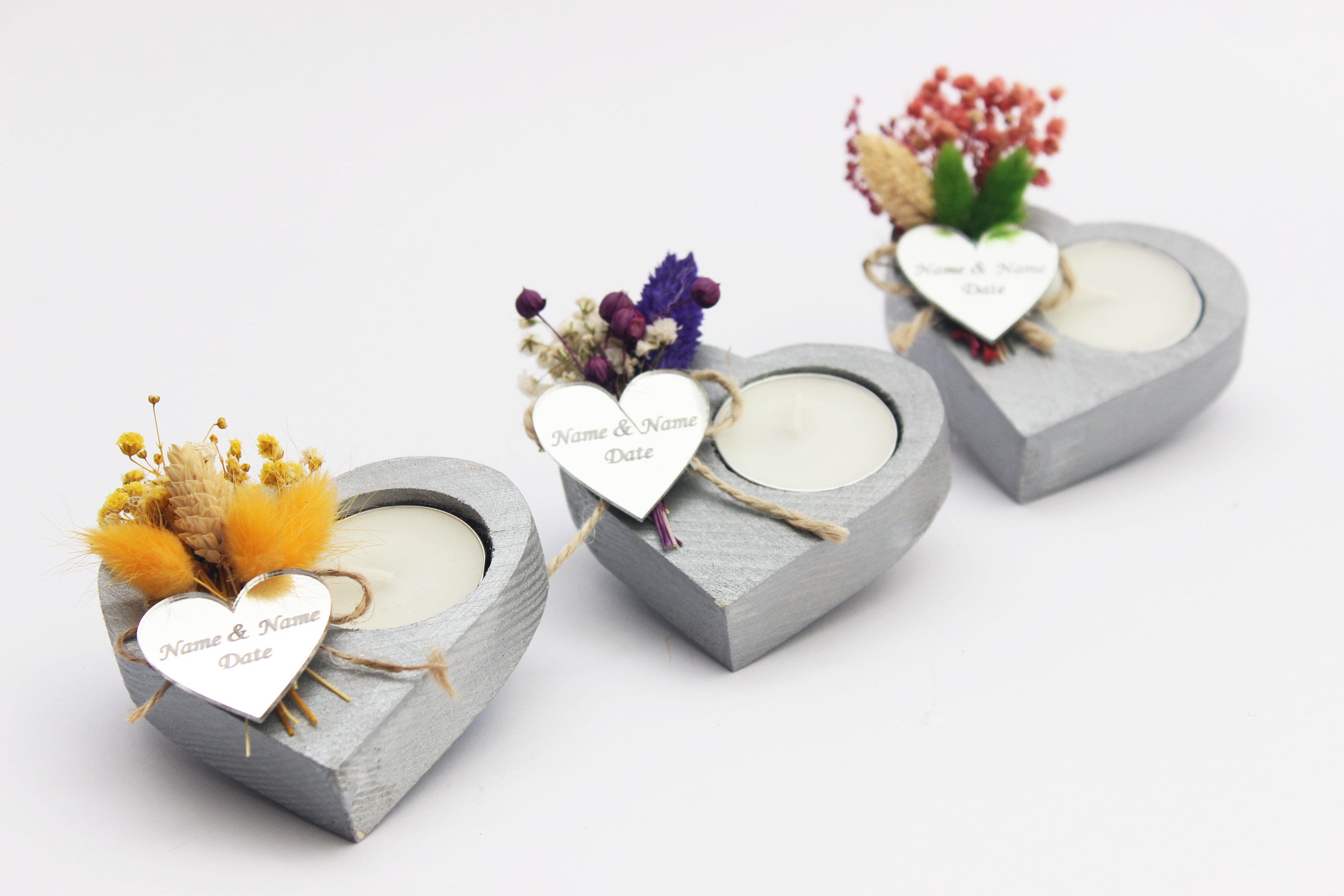 Heart Wooden Tealight Holders Personalized Event Gift For Guest Unique Bulk Souvenirs