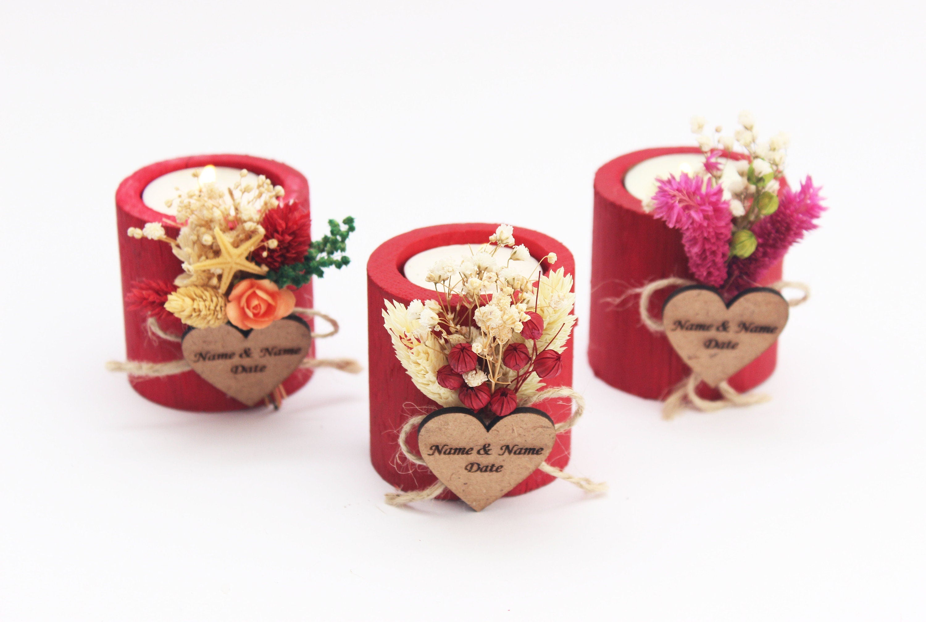 Luxury Cylinder Wooden Tealight Holders Personalized Event Gift For Guest Unique Bulk Souvenirs