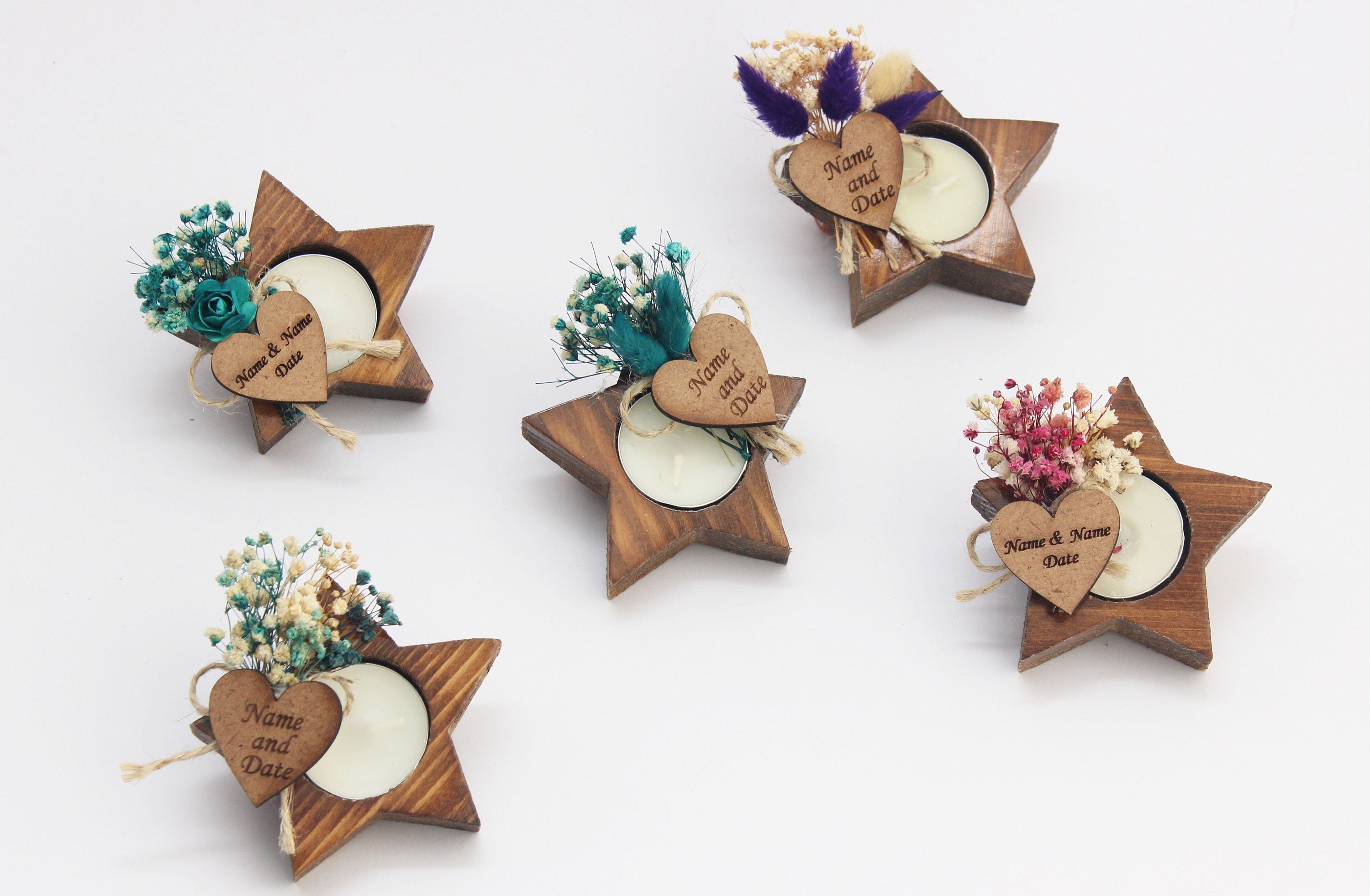 Luxury Star Wooden Tealight Holders Personalized Event Gift For Guest Unique Souvenirs