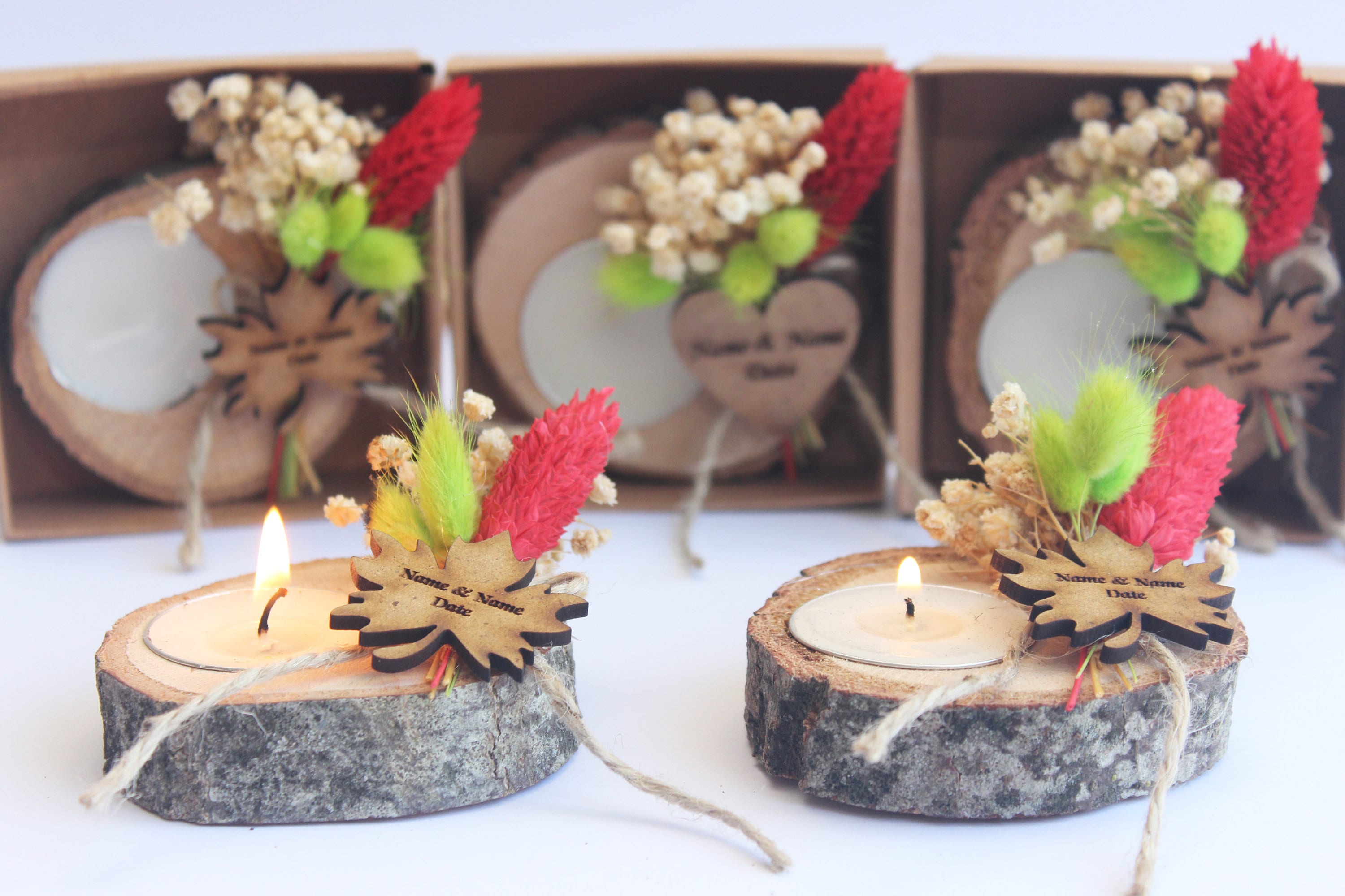 Wooden Tealight Holders Personalized Event Gift For Guest Unique Souvenirs