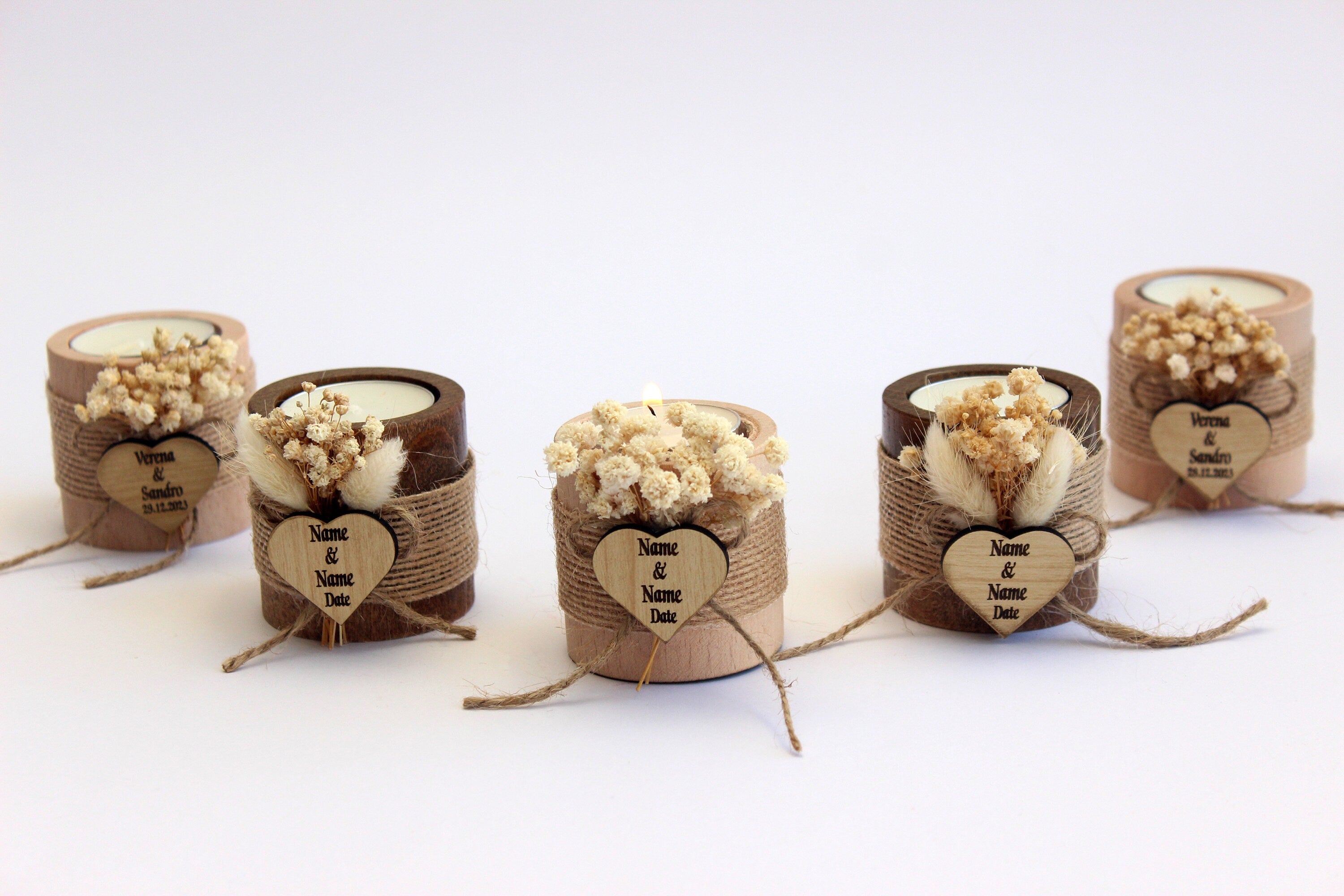 Luxury Cylinder Wooden Tealight Holders Personalized Event Gift For Guest Unique Bulk Souvenirs