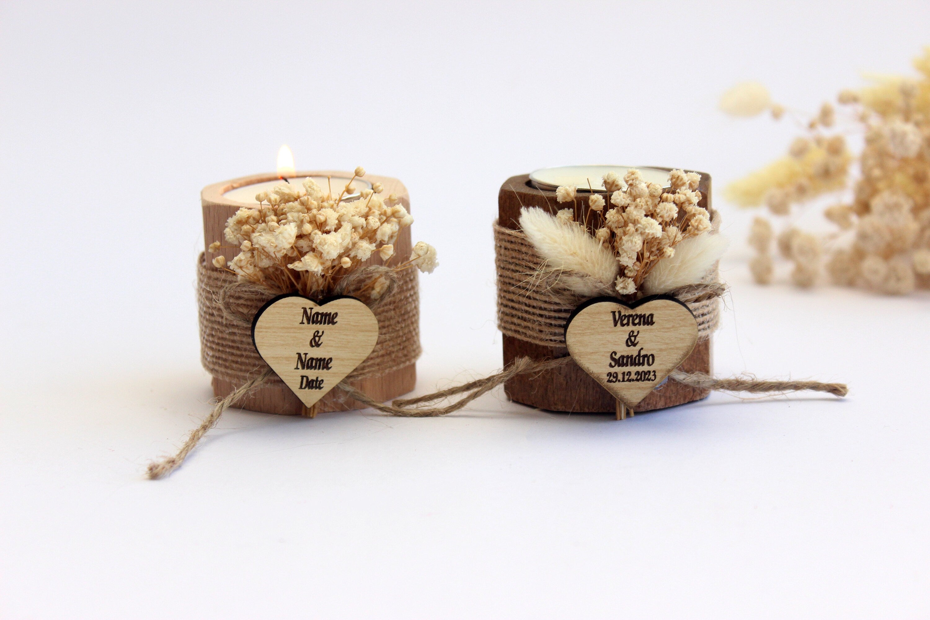 Luxury Hexagon Wooden Tealight Holders Personalized Event Gift For Guest Unique Bulk Souvenirs