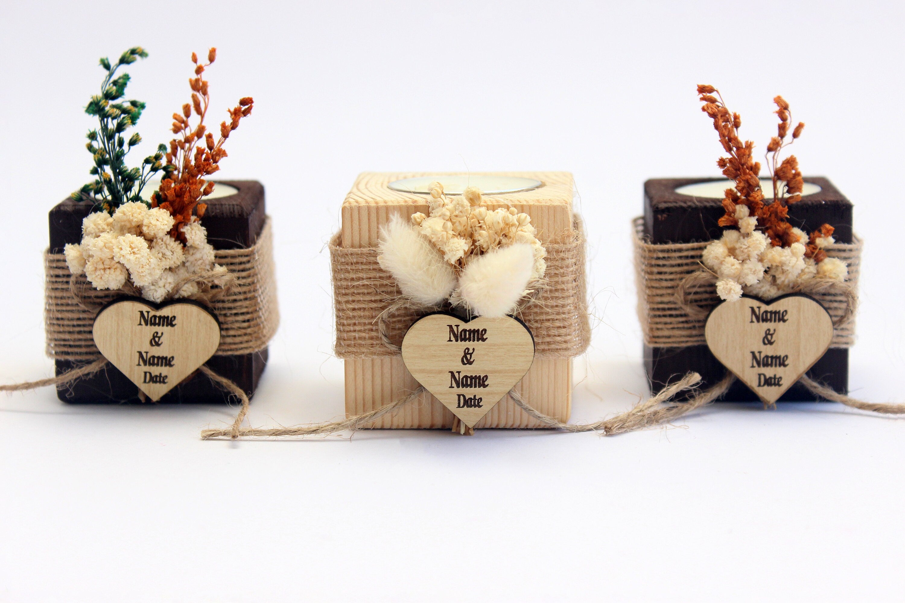 Luxury Cubic Wooden Tealight Holders Personalized Event Gift For Guest Unique Souvenirs