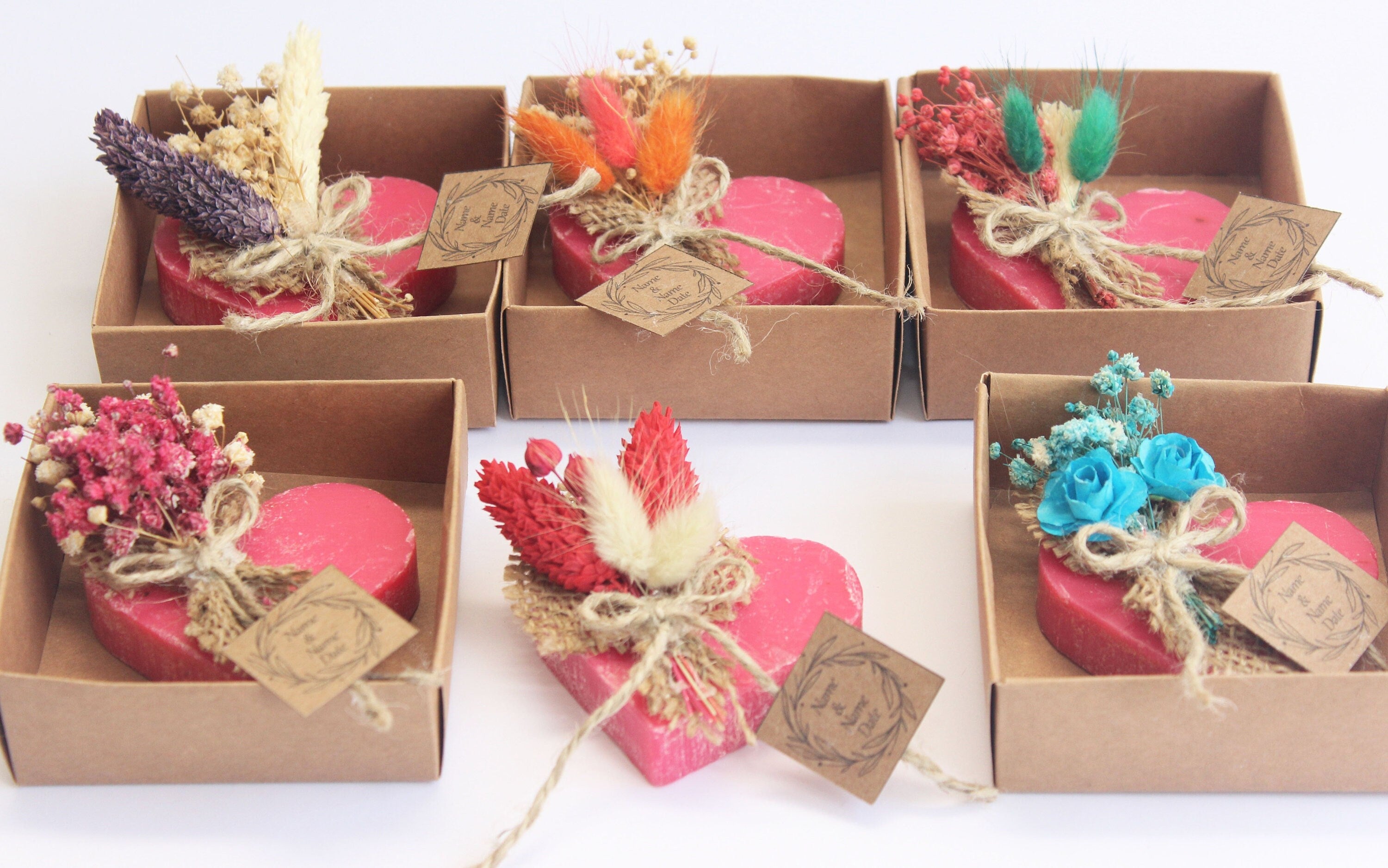 Heart Strawberry Scented Vegan Soap Favors for Guests Handmade Personalized Bulk Souvenirs