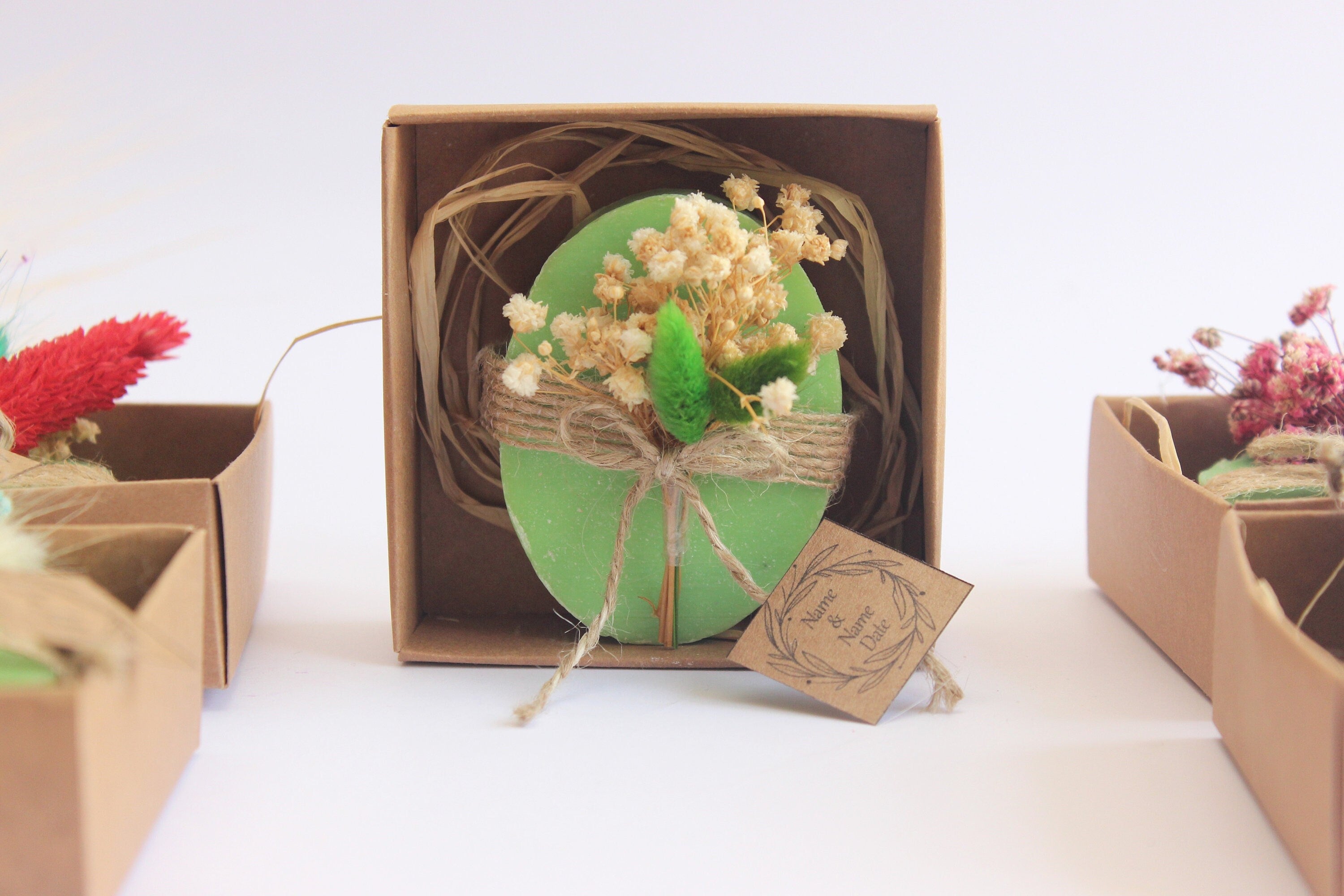 Ellipse Pine Tree Scented Soap Favors for Guests With Flowers And Craft Personalized Bulk Souvenirs