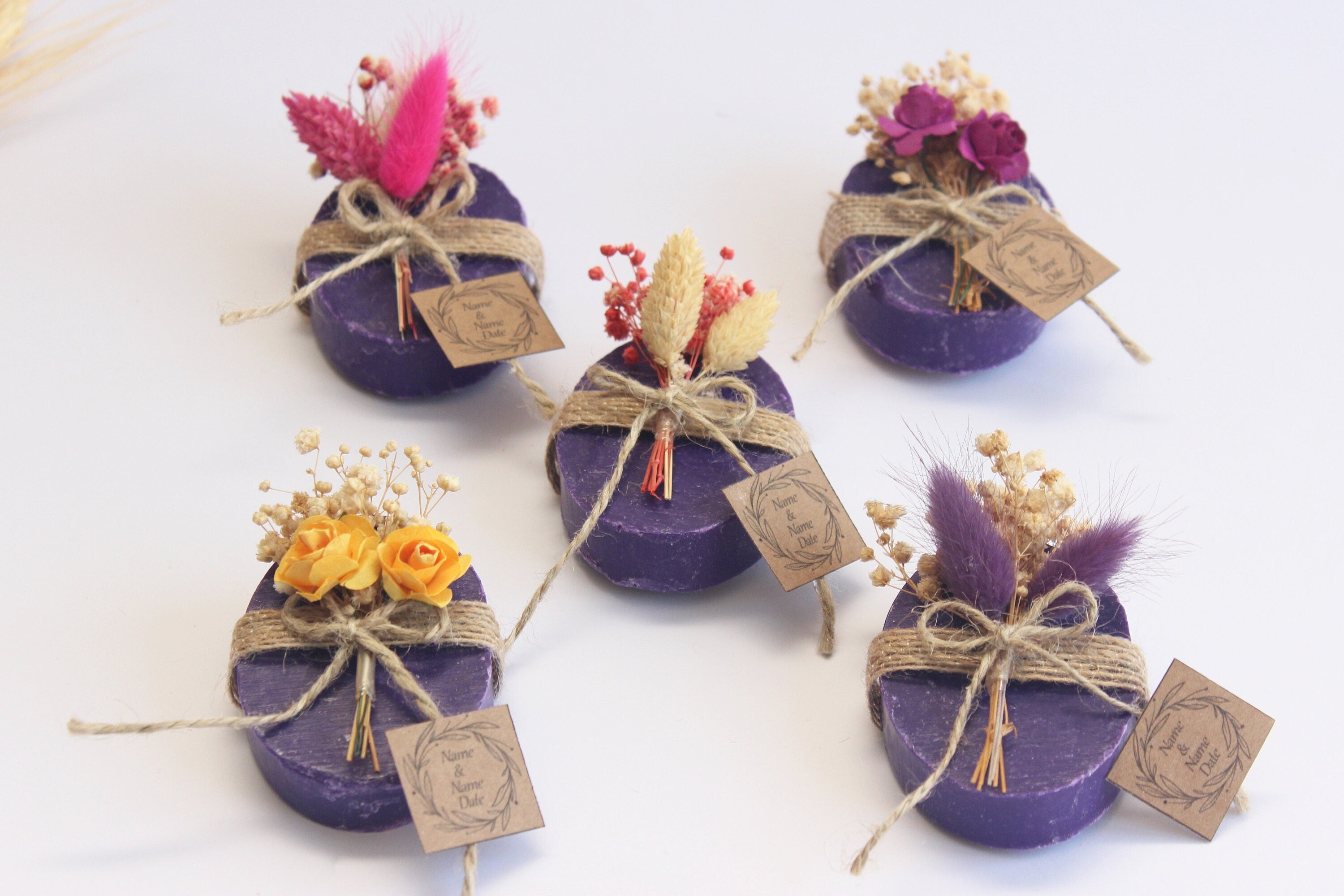 Ellipse Lavender Scented Soap Favors for Guests With Flowers And Craft Personalized Bulk Souvenirs