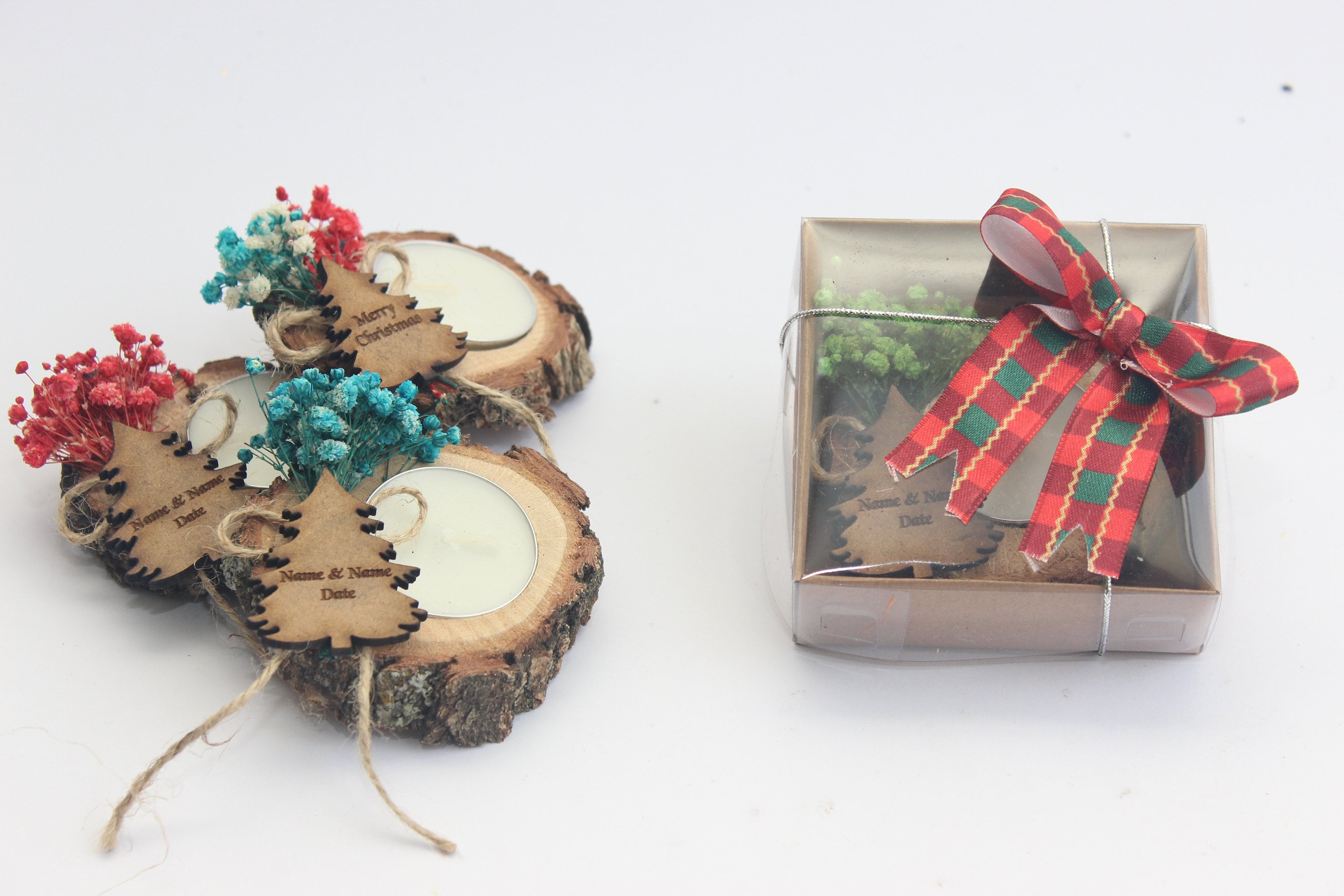 Christmas Xmas New Year Wooden Tealight Holders Personalized Xmas Event Gift For Guest Unique Bulk Souvenirs