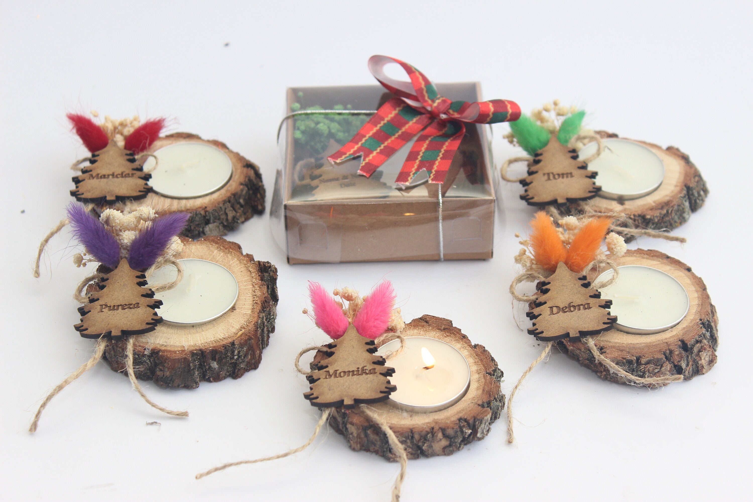 Christmas Xmas New Year Wooden Tealight Holders Personalized Xmas Event Gift For Guest Unique Bulk Souvenirs