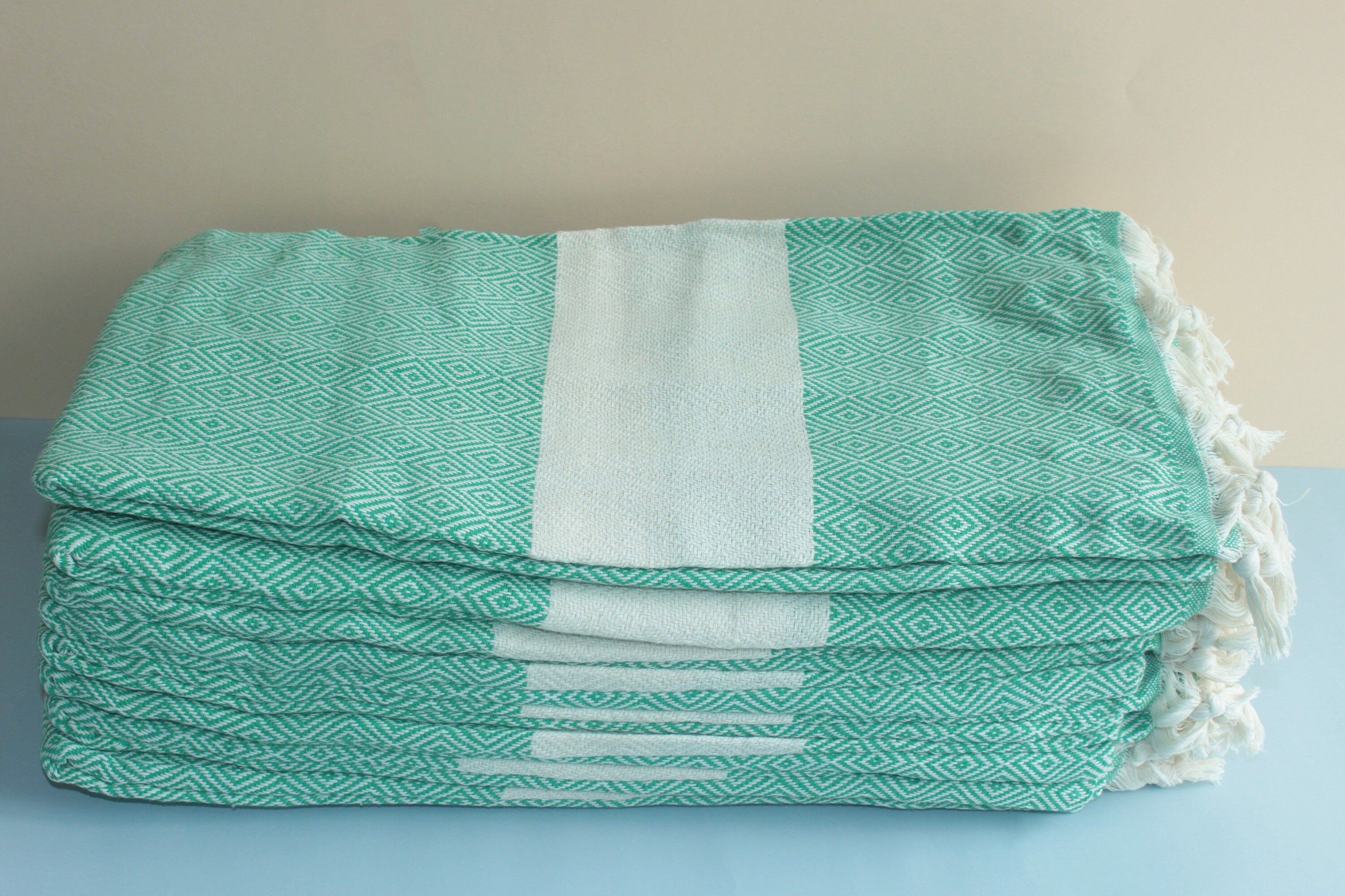 Green Beach Diamond Towel Peshtemal Bath Cotton Organic Pool Turkishdowry