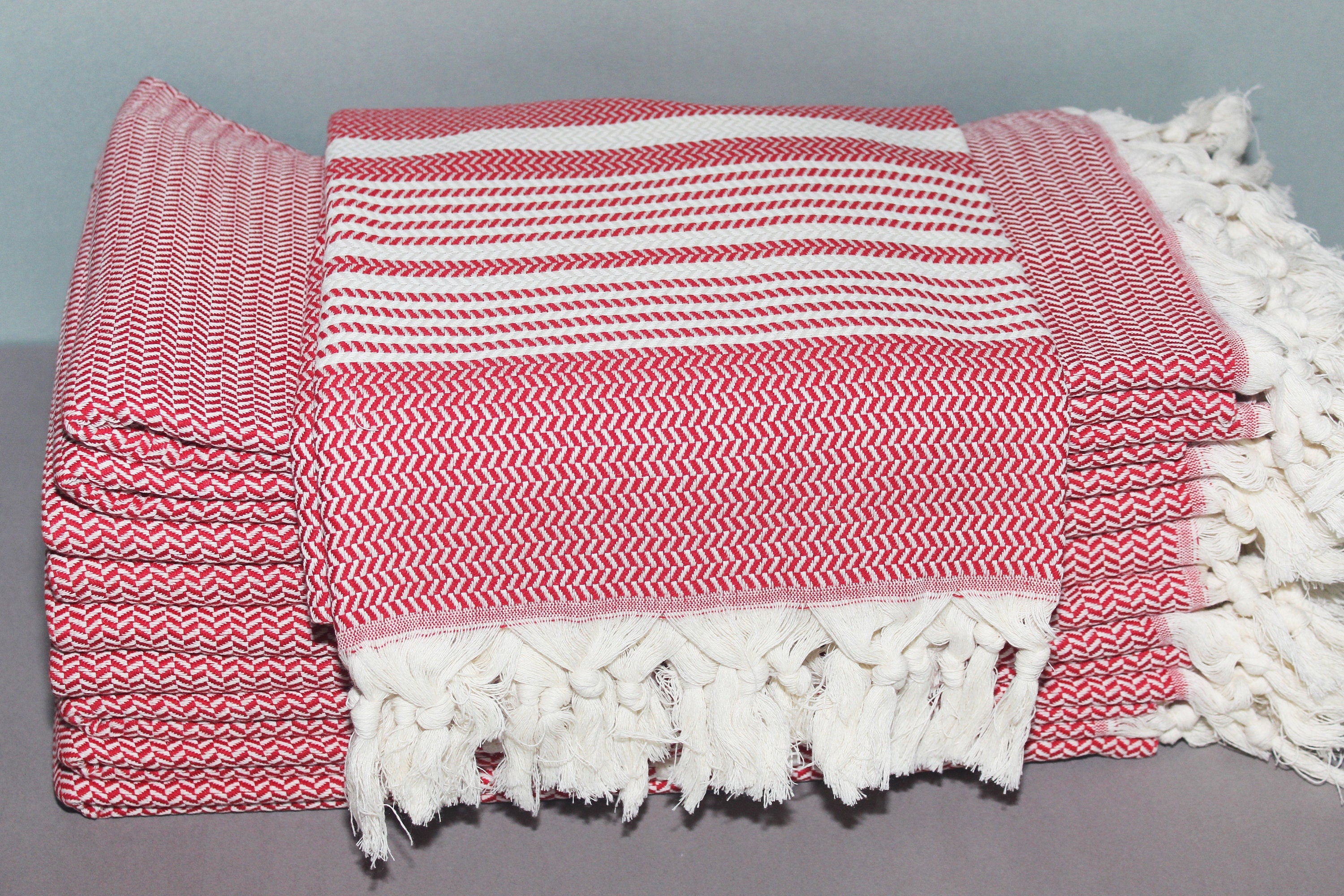 Red Beach Diamond Towel Peshtemal Bath Cotton Organic Pool Turkishdowry